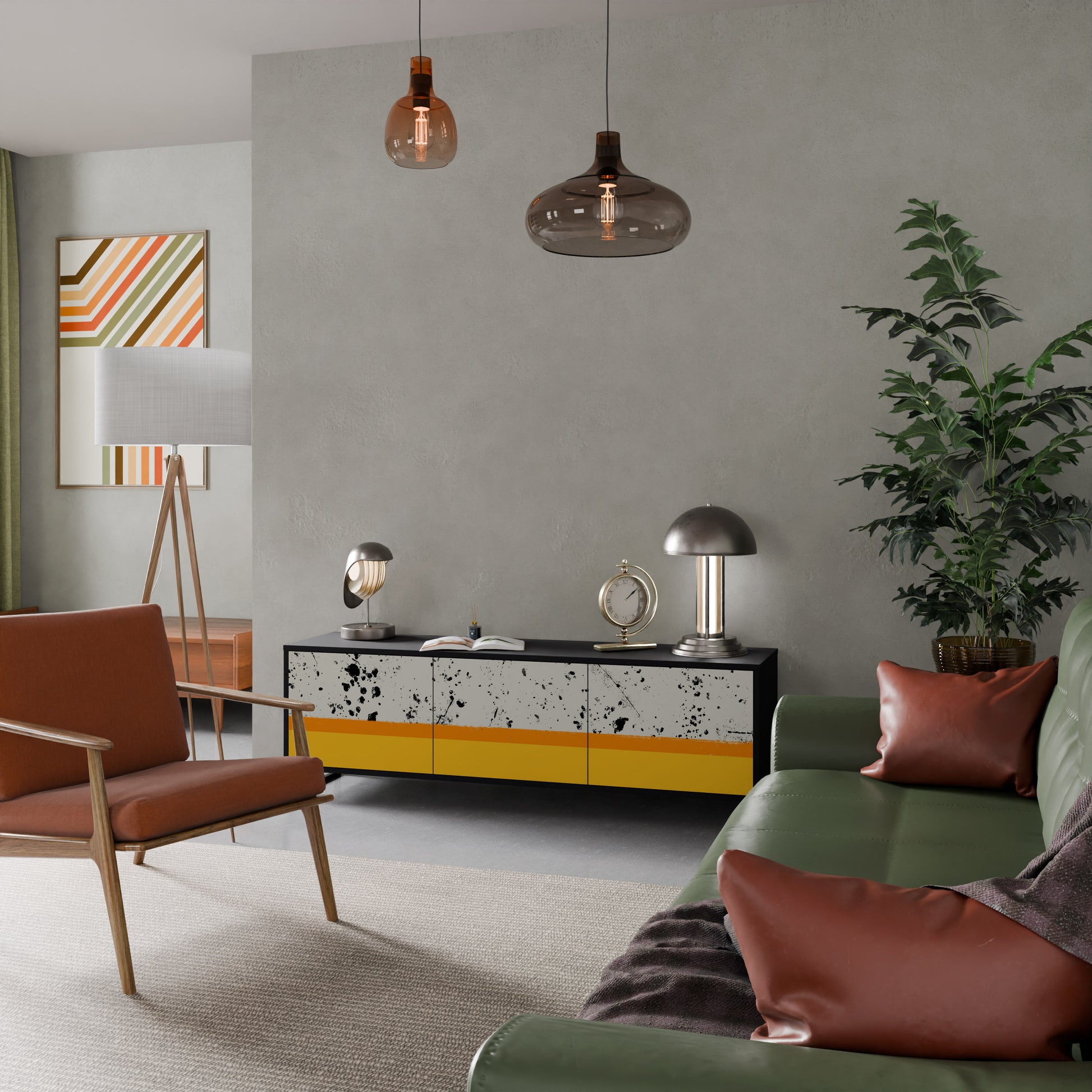 Mueble de TV de 3 puertas DYED BY ORANGE en acabado negro