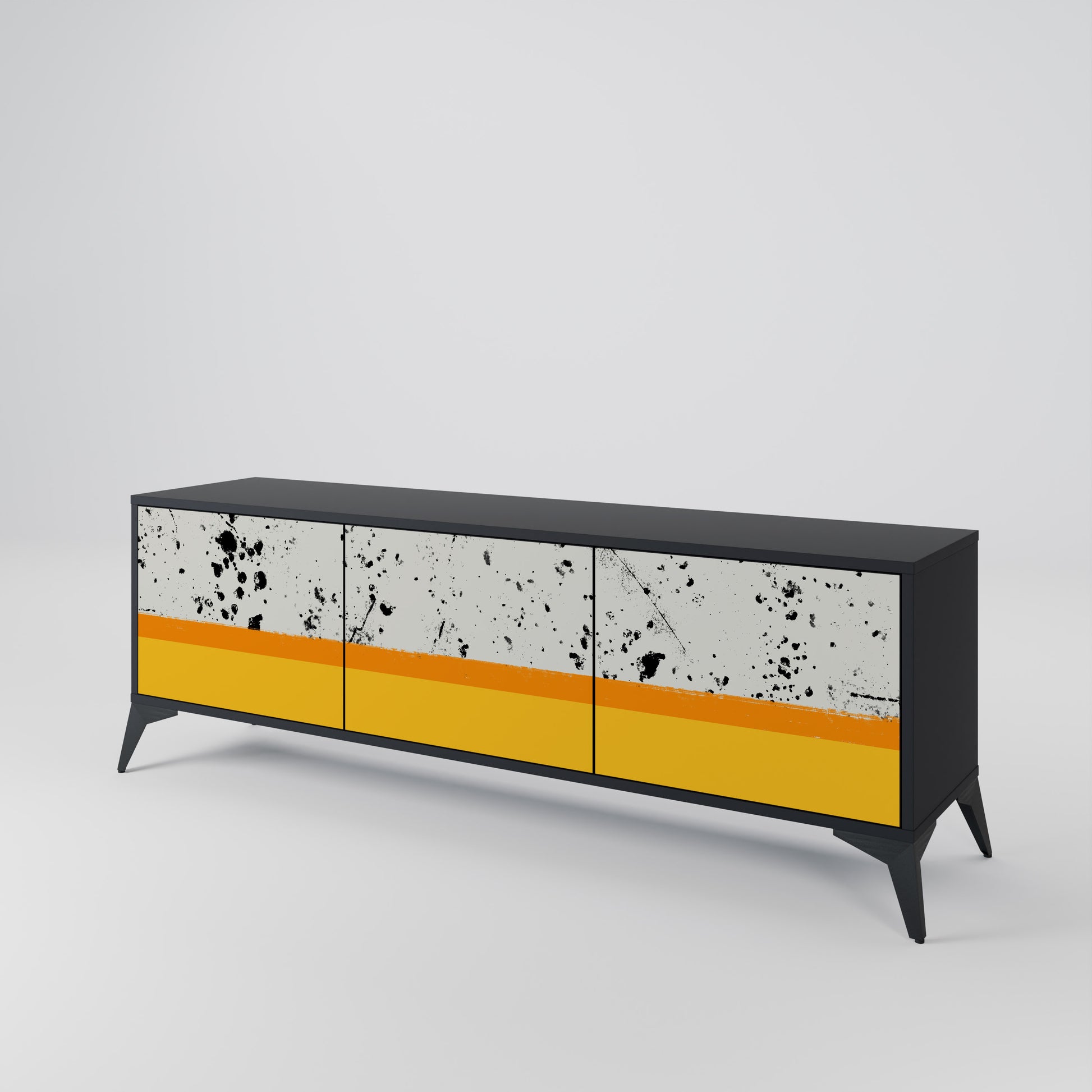 Mueble de TV de 3 puertas DYED BY ORANGE en acabado negro