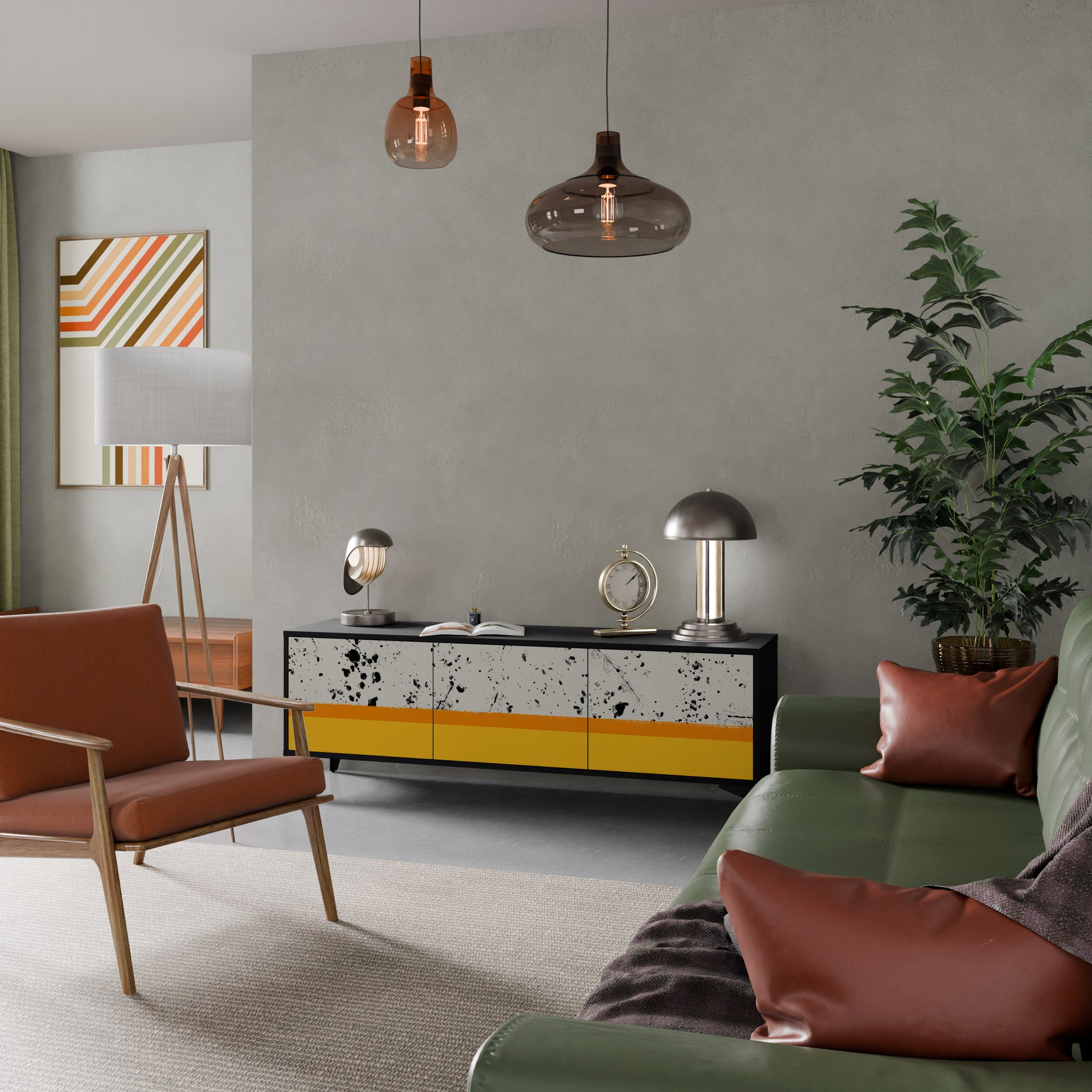 Mueble de TV de 3 puertas DYED BY ORANGE en acabado negro