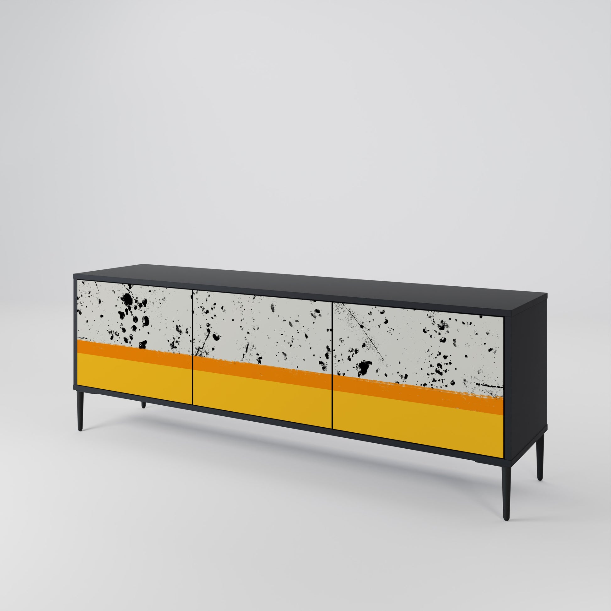 Mueble de TV de 3 puertas DYED BY ORANGE en acabado negro