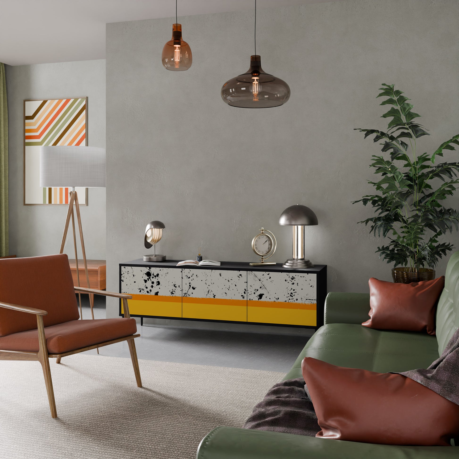 Mueble de TV de 3 puertas DYED BY ORANGE en acabado negro