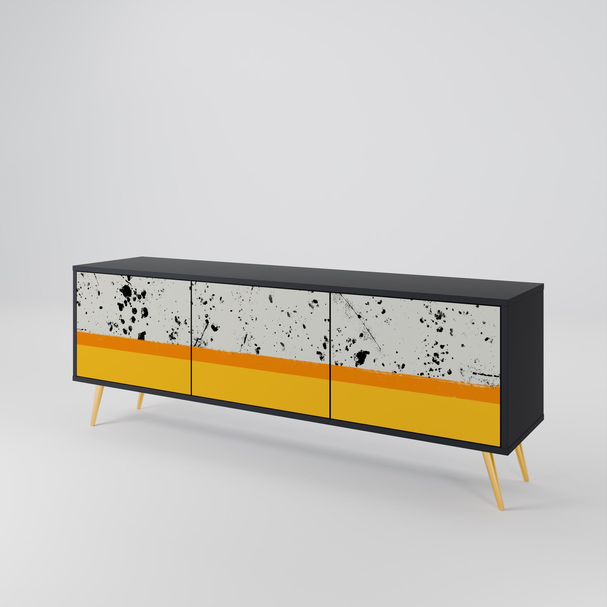 Mueble de TV de 3 puertas DYED BY ORANGE en acabado negro