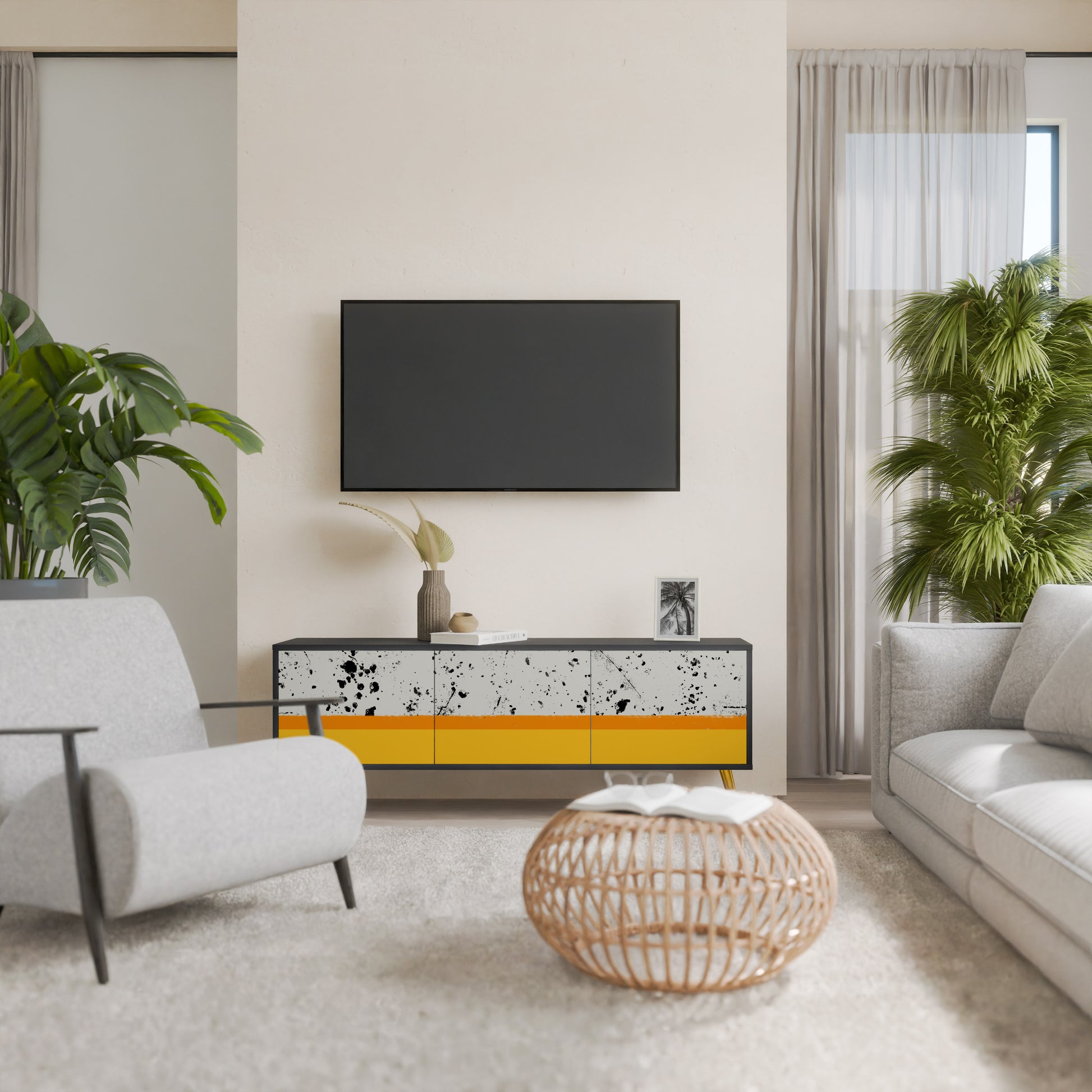Mueble de TV de 3 puertas DYED BY ORANGE en acabado negro
