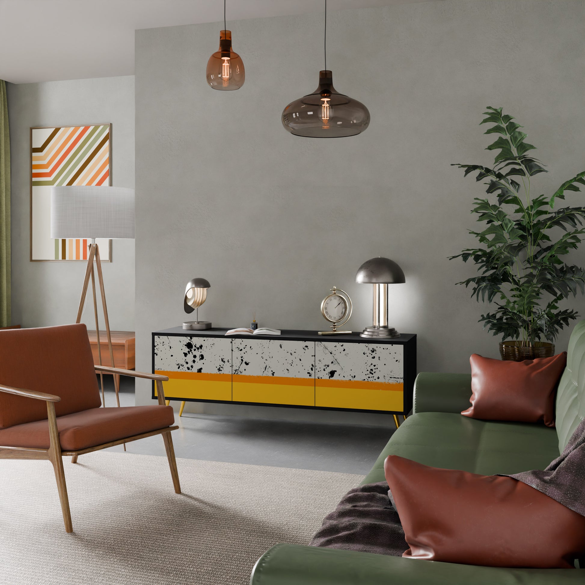 Mueble de TV de 3 puertas DYED BY ORANGE en acabado negro