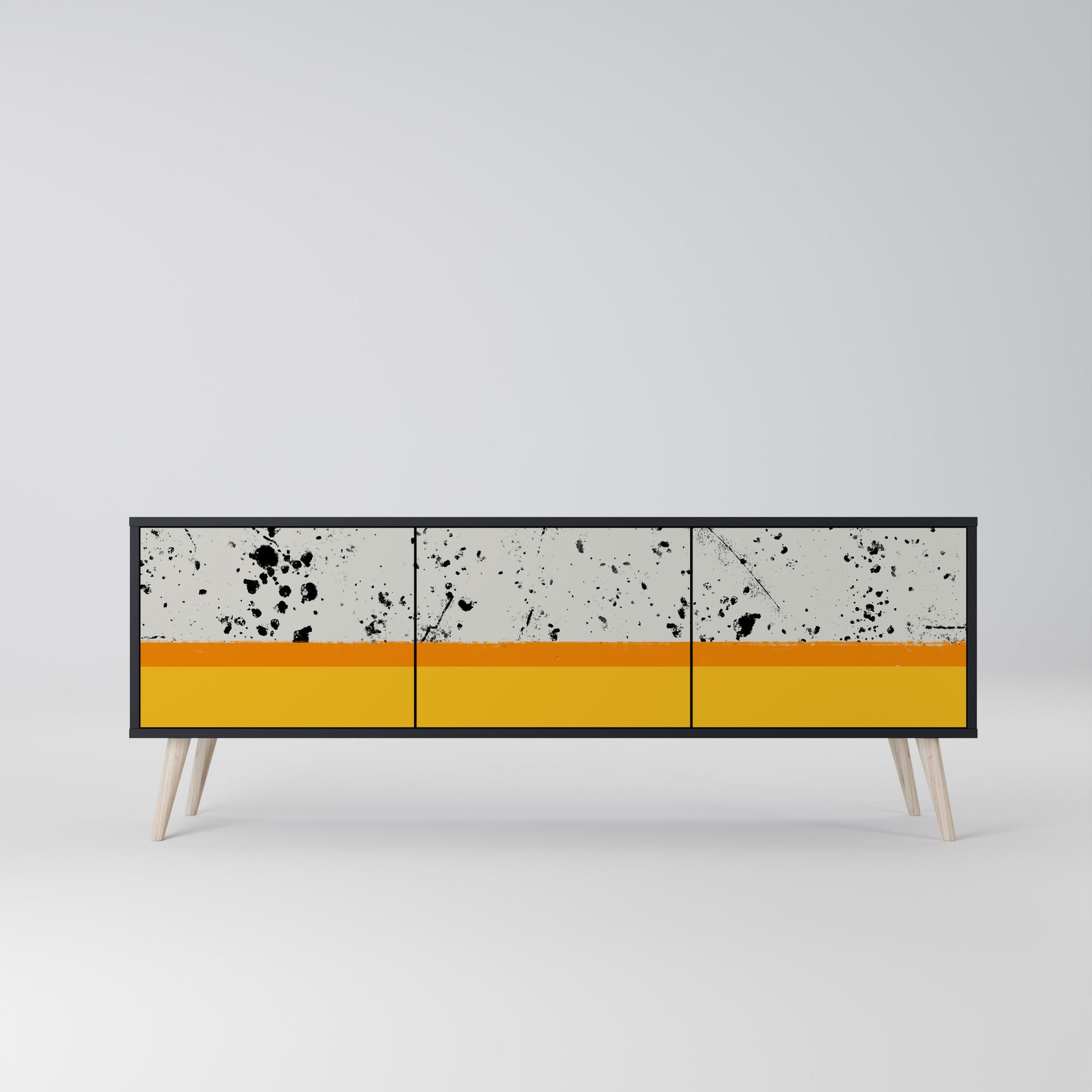 Mueble de TV de 3 puertas DYED BY ORANGE en acabado negro