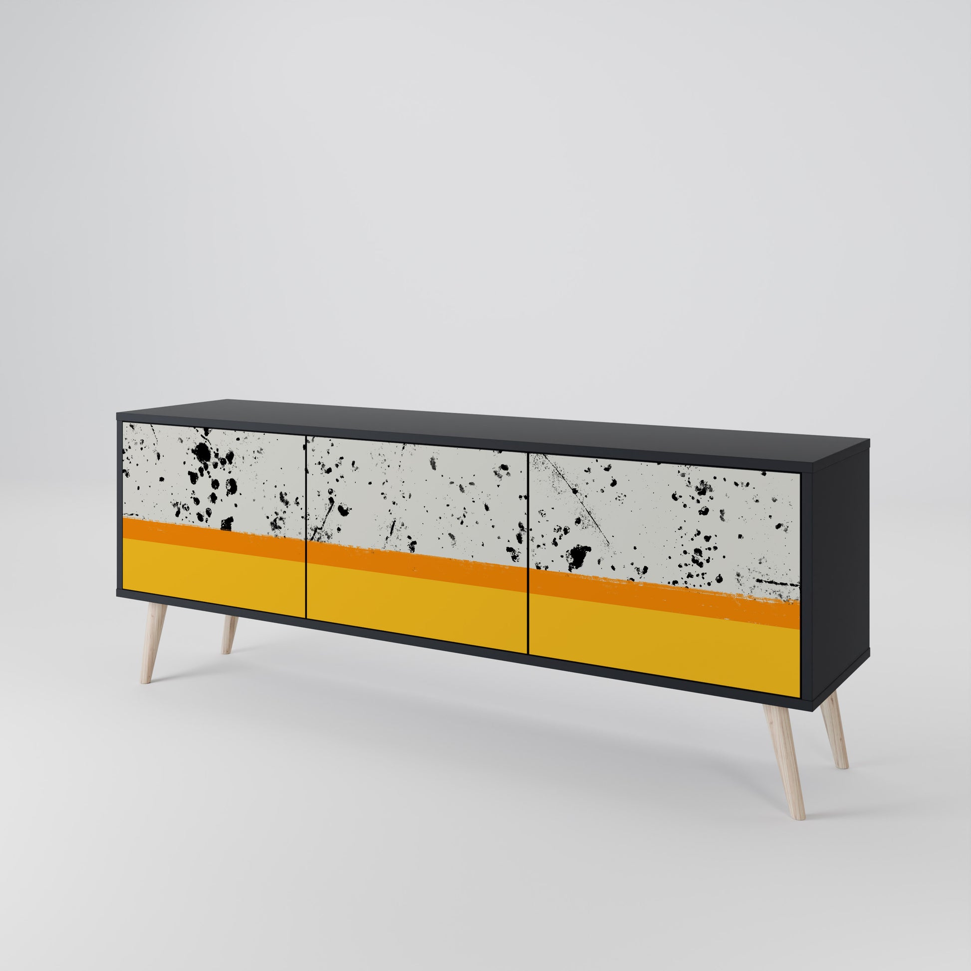 Mueble de TV de 3 puertas DYED BY ORANGE en acabado negro