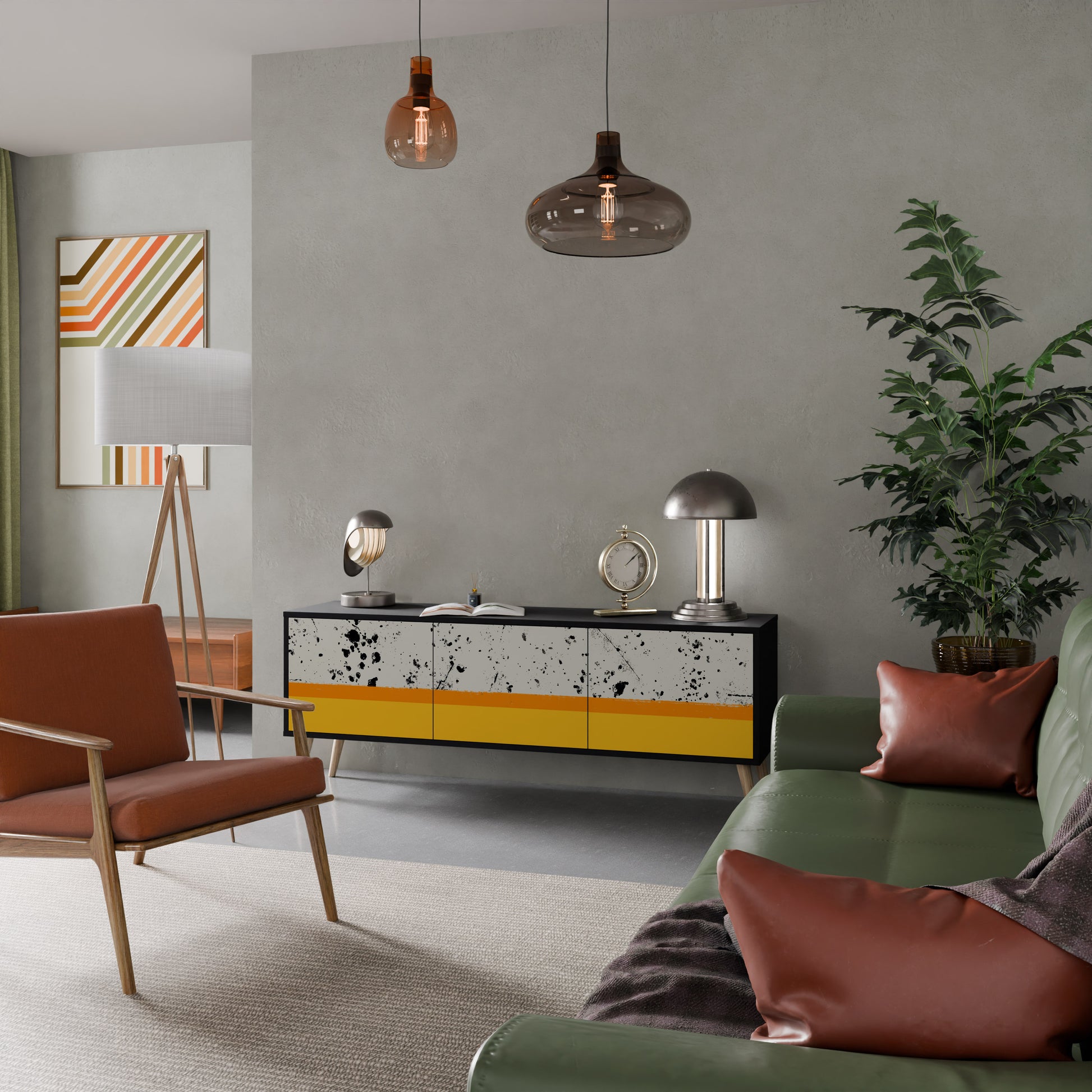 Mueble de TV de 3 puertas DYED BY ORANGE en acabado negro