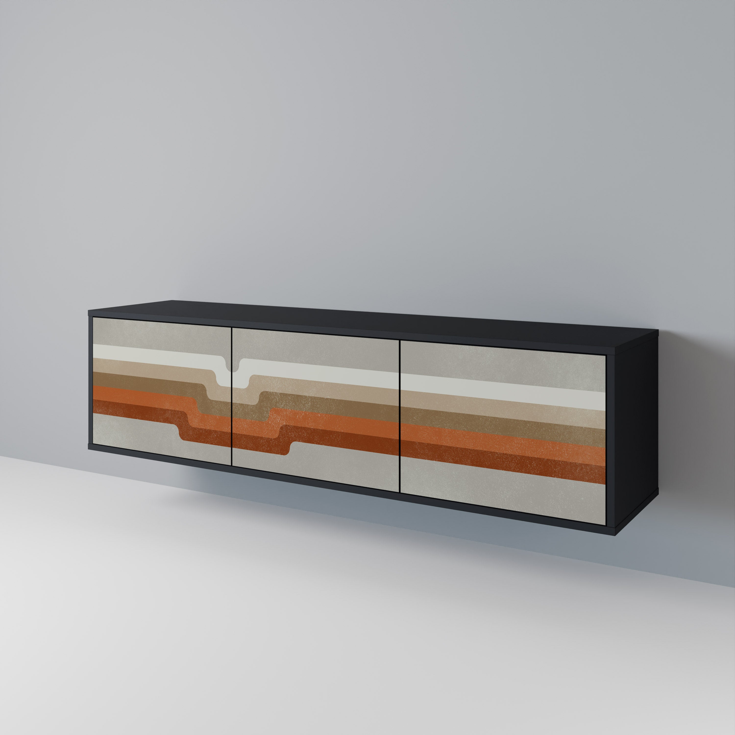 Mueble de TV PECULIAR TRAIL de 3 puertas con acabado negro