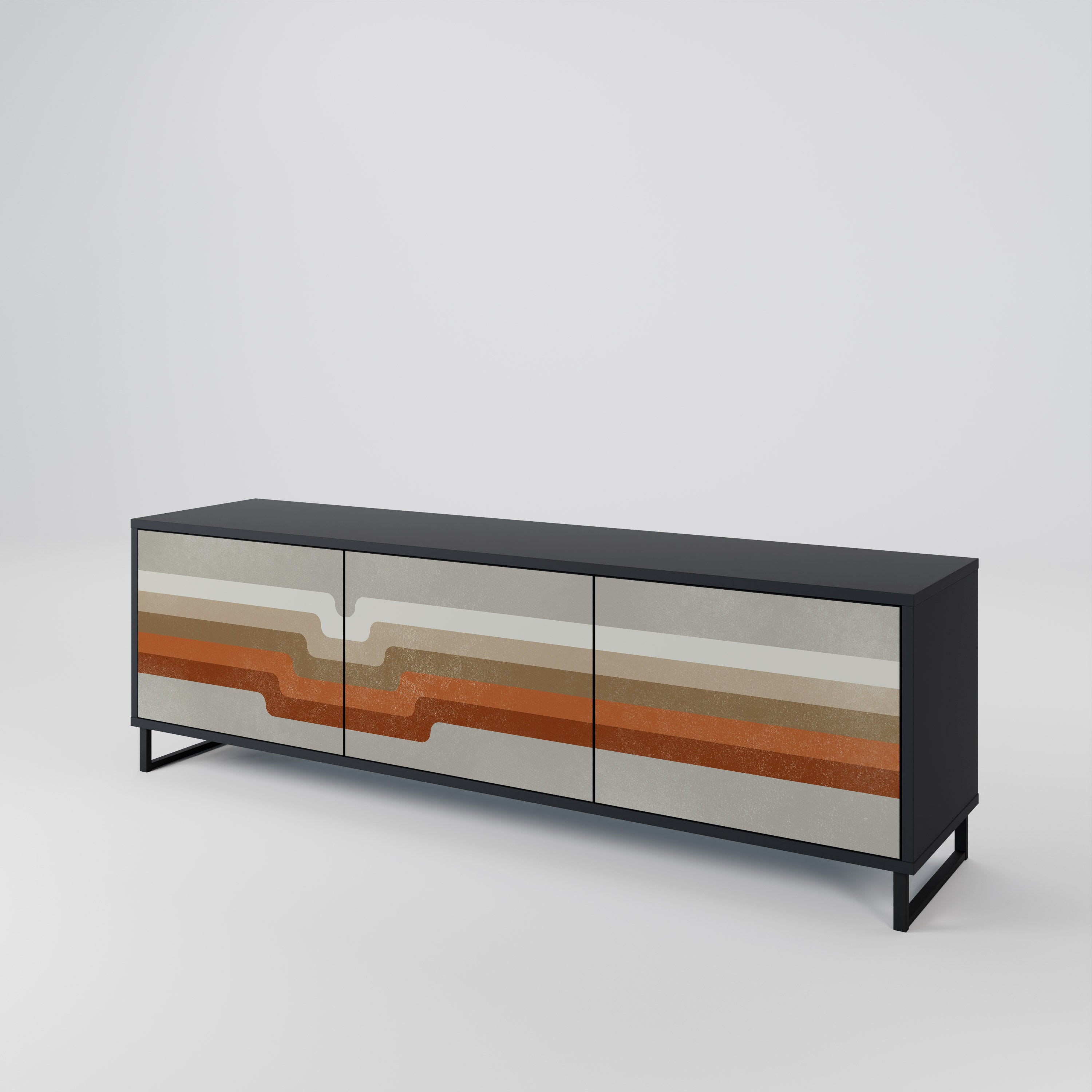Mueble de TV PECULIAR TRAIL de 3 puertas con acabado negro