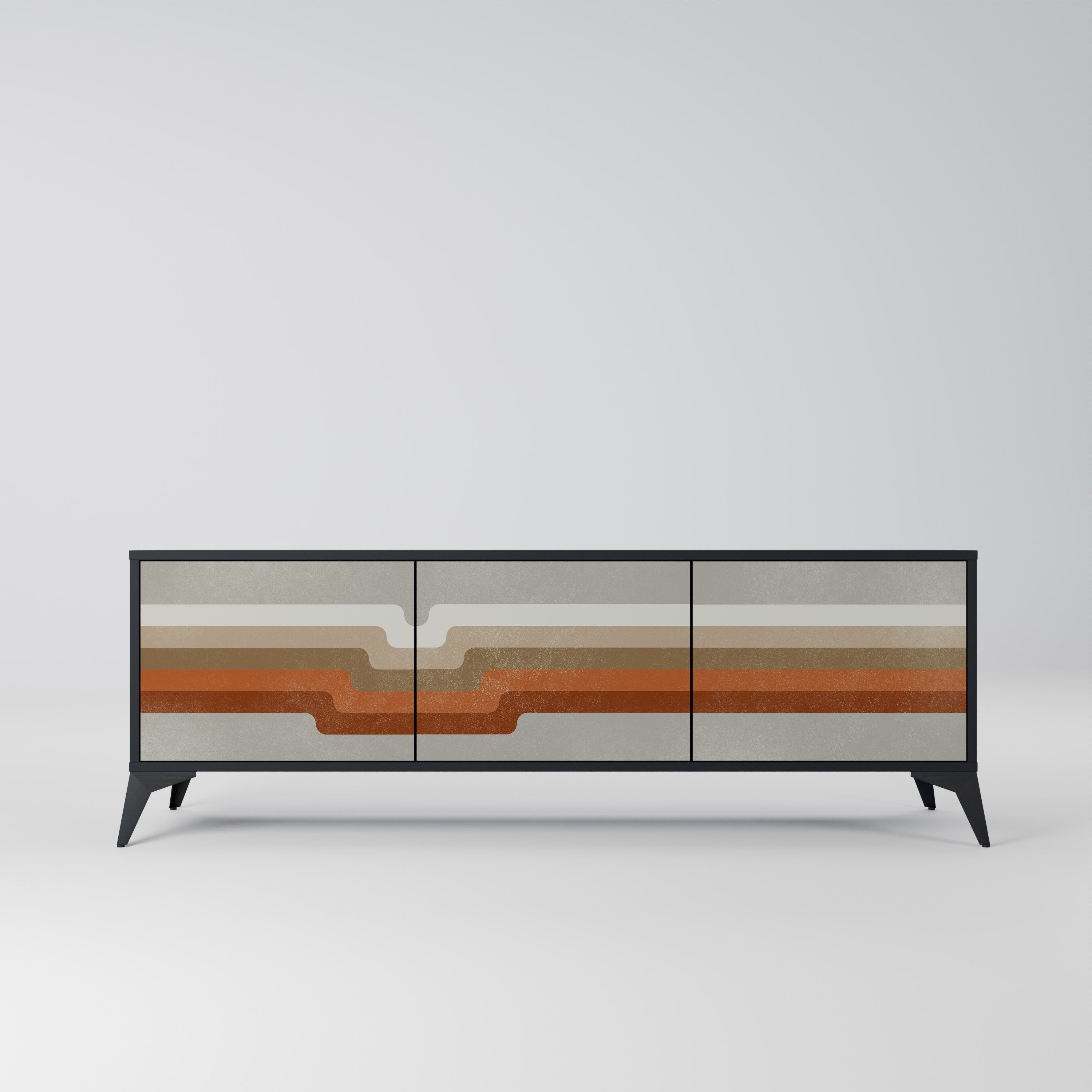 Mueble de TV PECULIAR TRAIL de 3 puertas con acabado negro
