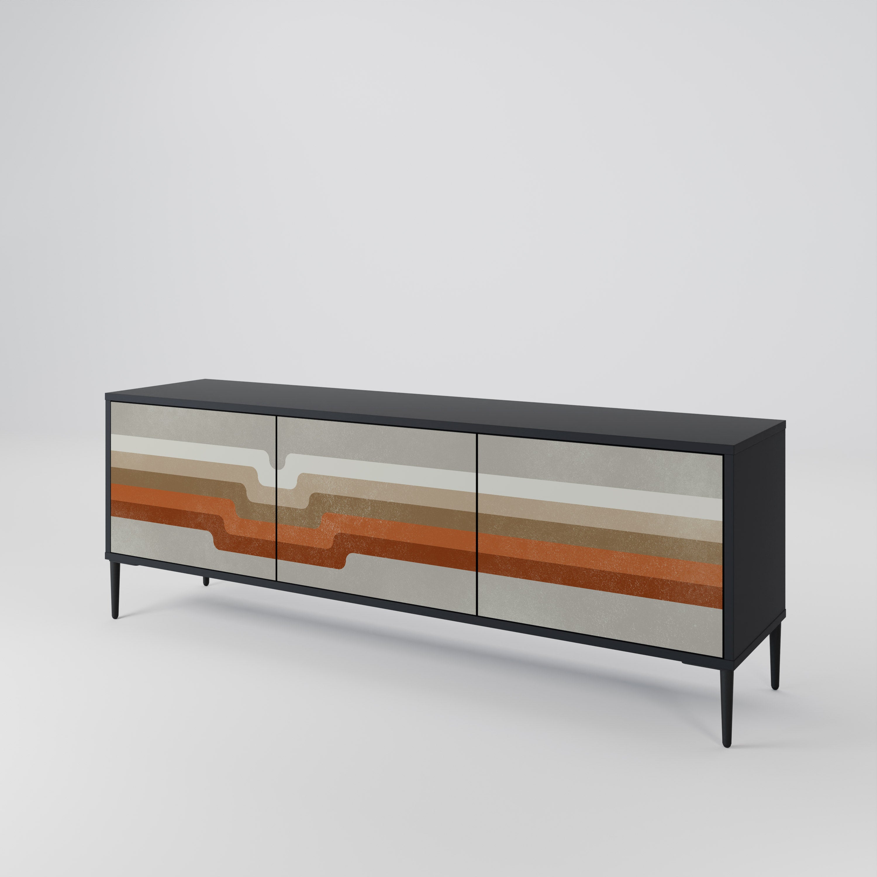 Mueble de TV PECULIAR TRAIL de 3 puertas con acabado negro