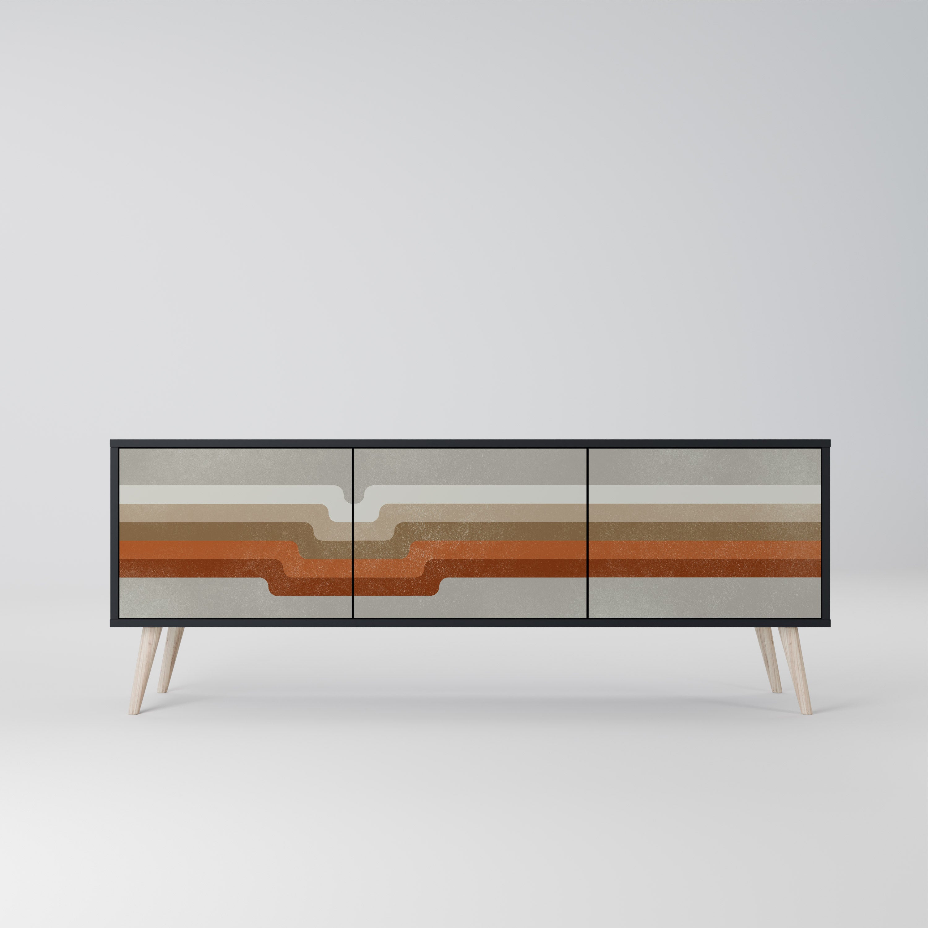 Mueble de TV PECULIAR TRAIL de 3 puertas con acabado negro