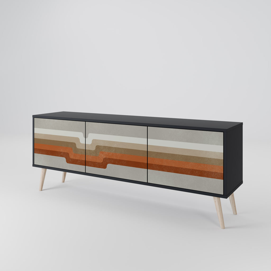 Mueble de TV PECULIAR TRAIL de 3 puertas con acabado negro