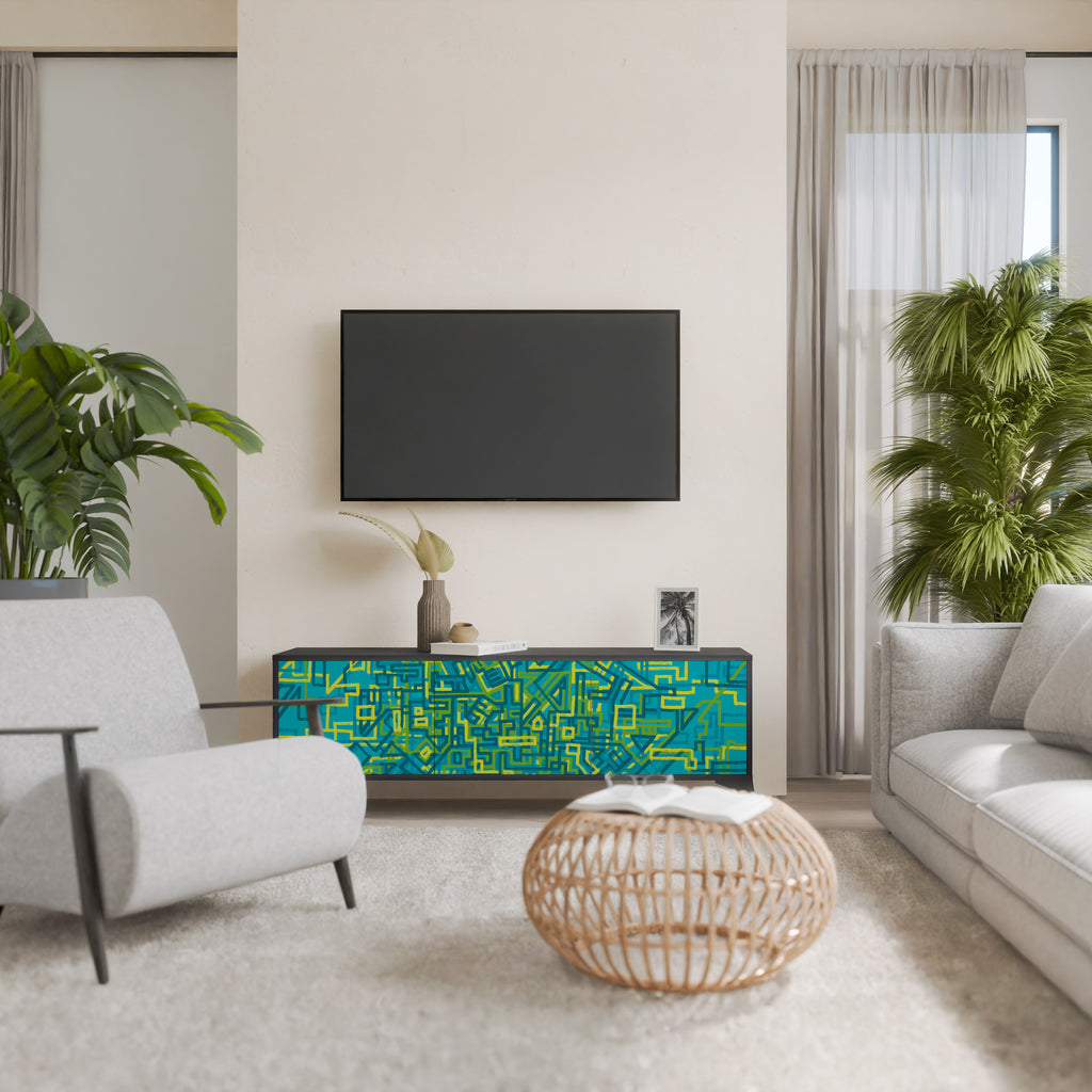 Mueble de TV de 3 puertas con acabado negro NOSTALGIC MEMORIES