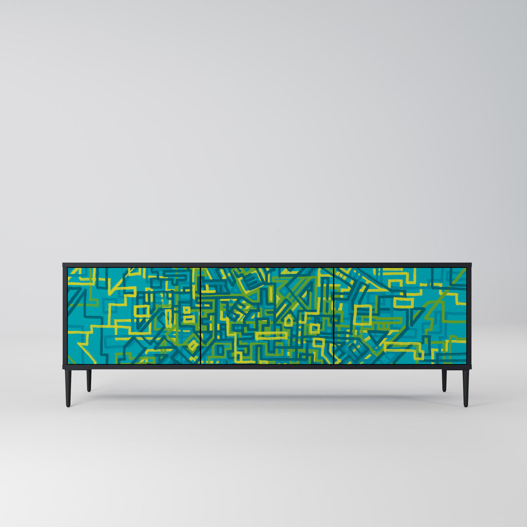 Mueble de TV de 3 puertas con acabado negro NOSTALGIC MEMORIES