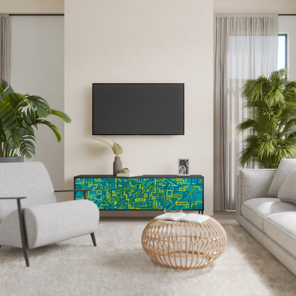 Mueble de TV de 3 puertas con acabado negro NOSTALGIC MEMORIES
