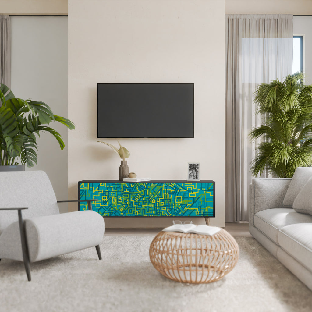 Mueble de TV de 3 puertas con acabado negro NOSTALGIC MEMORIES
