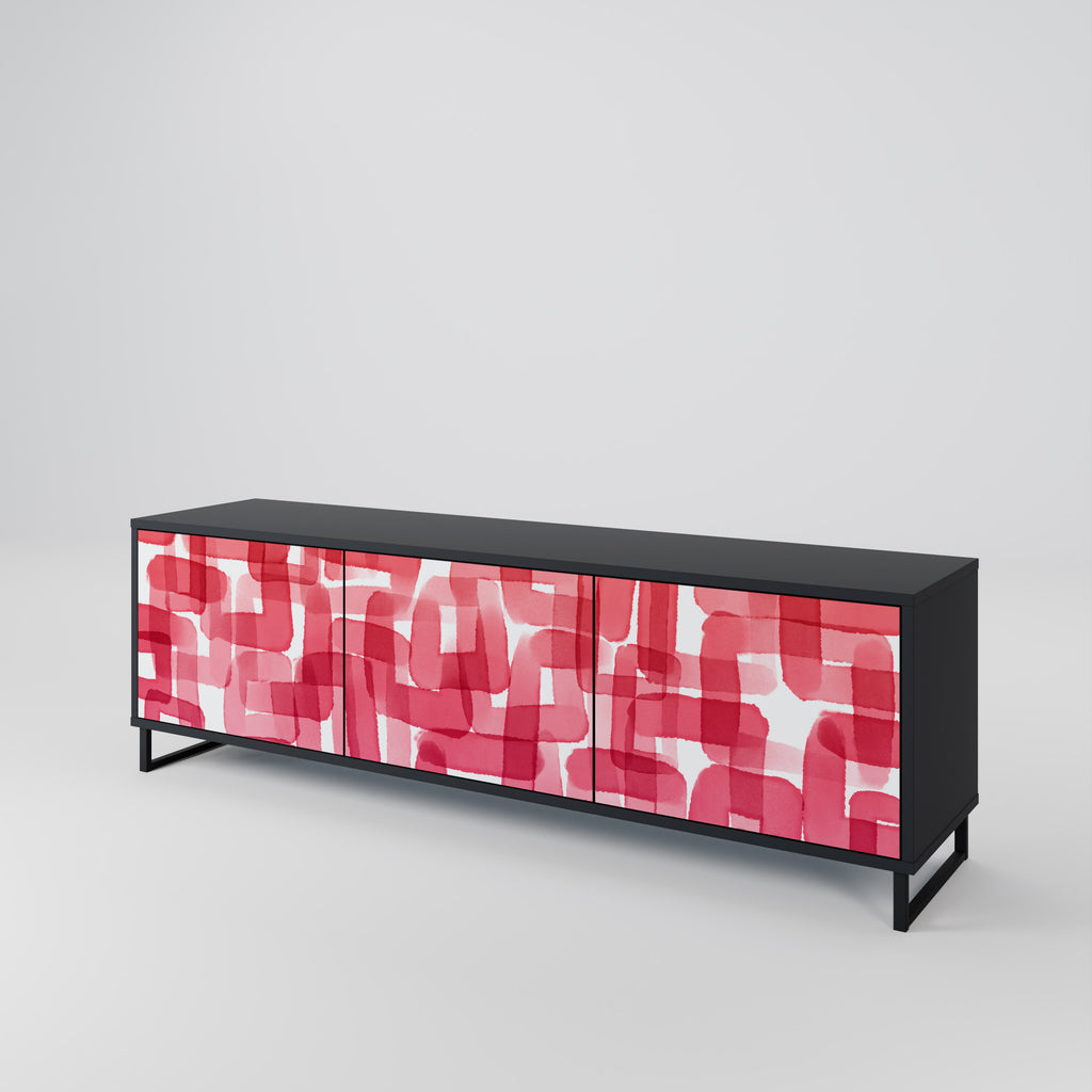 Mueble de TV de 3 puertas KALEIDOSCOPIC CUBISM en acabado negro