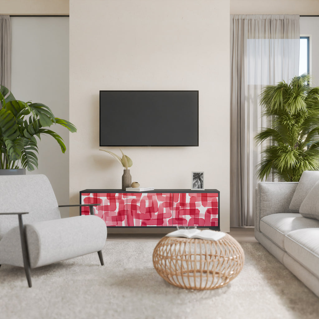 Mueble de TV de 3 puertas KALEIDOSCOPIC CUBISM en acabado negro