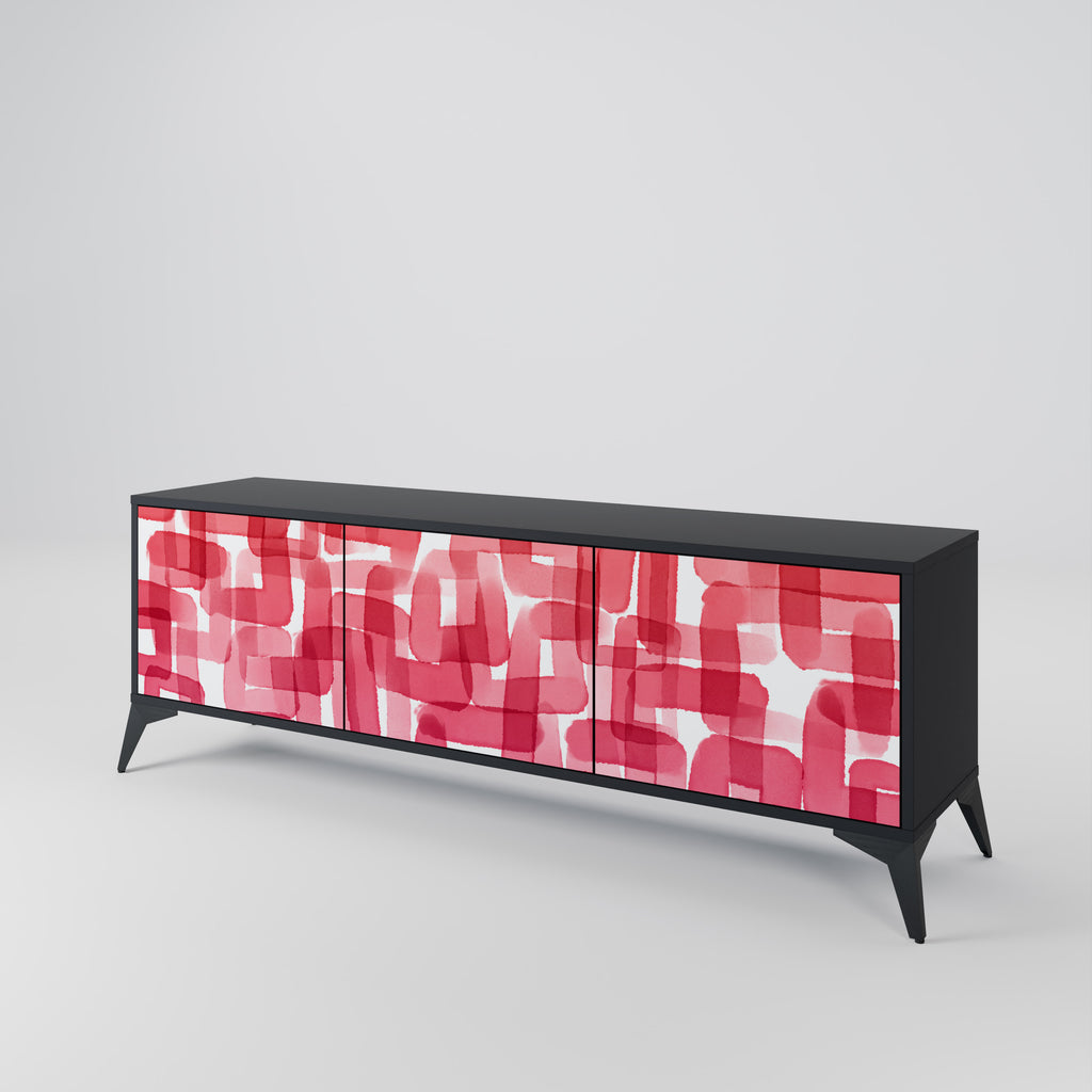 Mueble de TV de 3 puertas KALEIDOSCOPIC CUBISM en acabado negro
