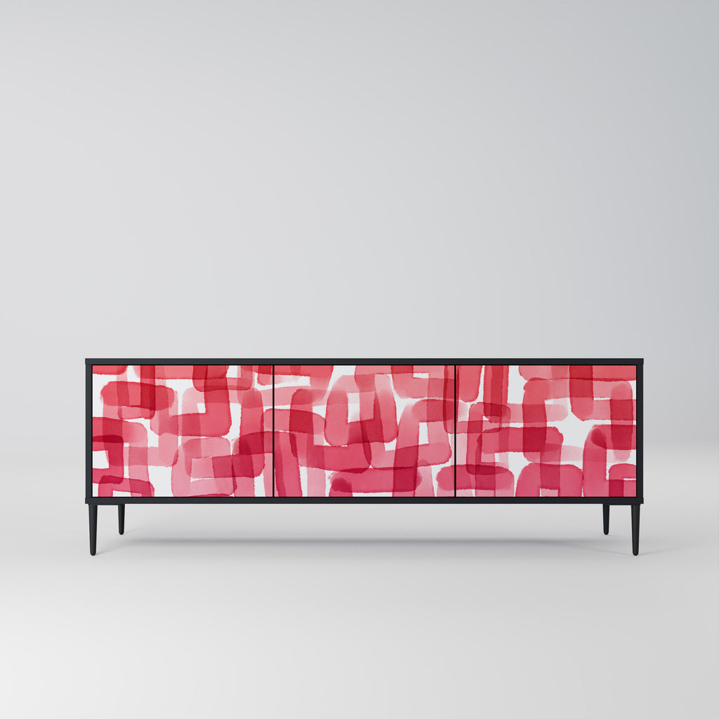 Mueble de TV de 3 puertas KALEIDOSCOPIC CUBISM en acabado negro