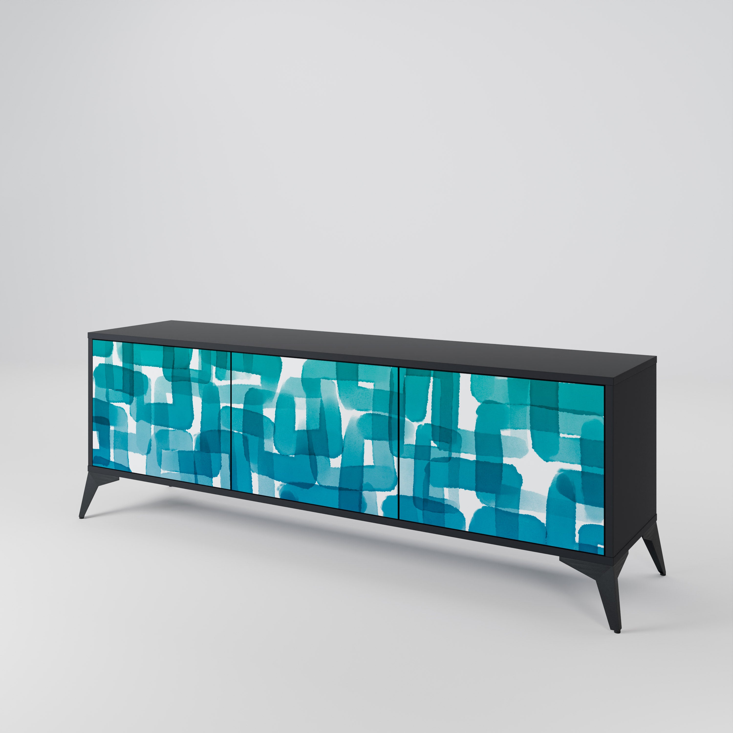 TURQUOISE RECTANGLES 3-Door TV Cabinet