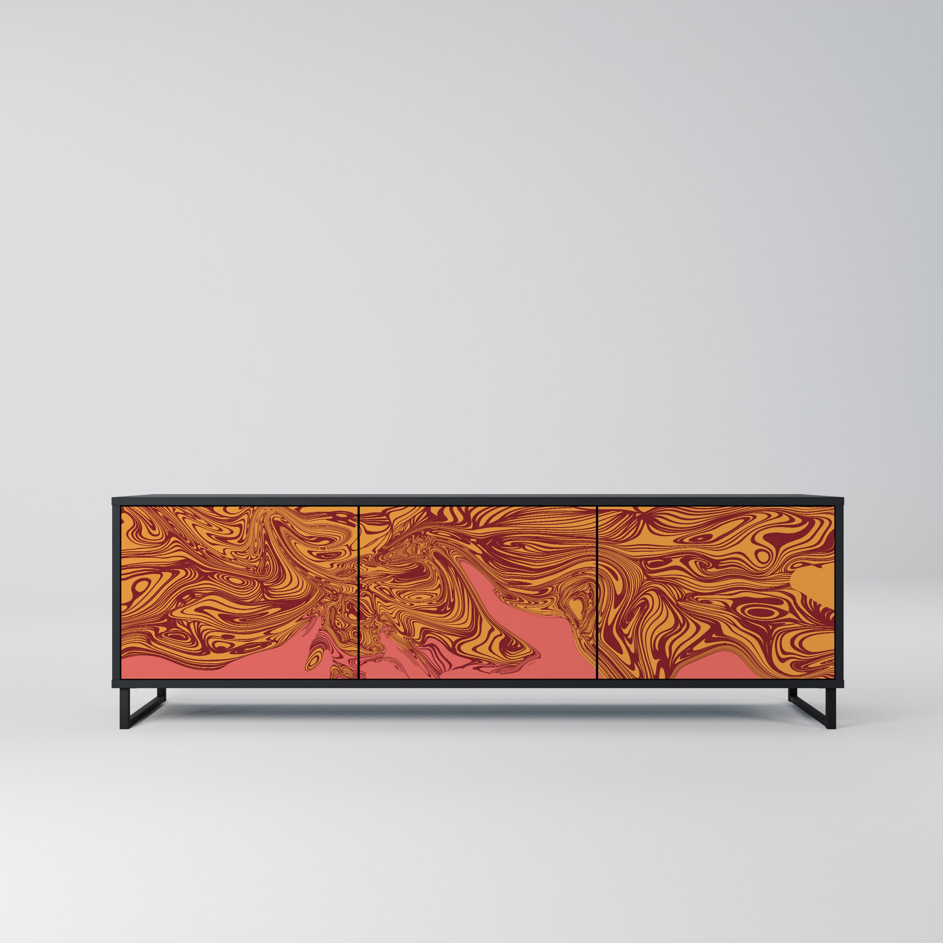 FLOATING THOUGHTS 3-Door TV Stand in Black Finish