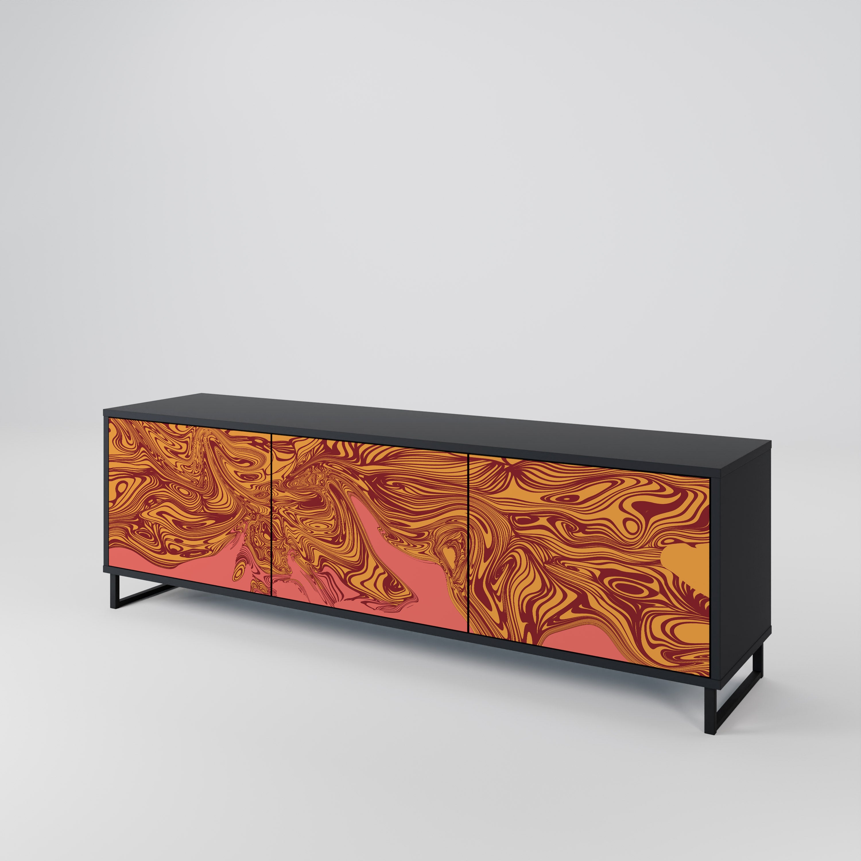 FLOATING THOUGHTS 3-Door TV Stand in Black Finish