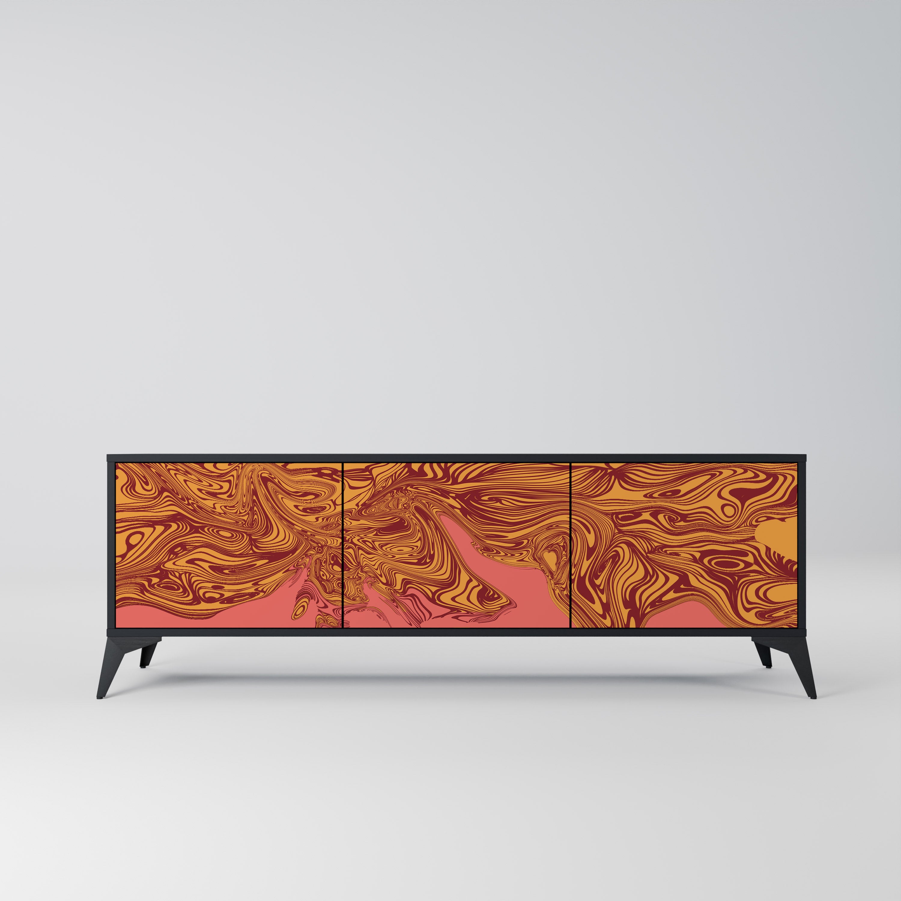 FLOATING THOUGHTS 3-Door TV Stand in Black Finish