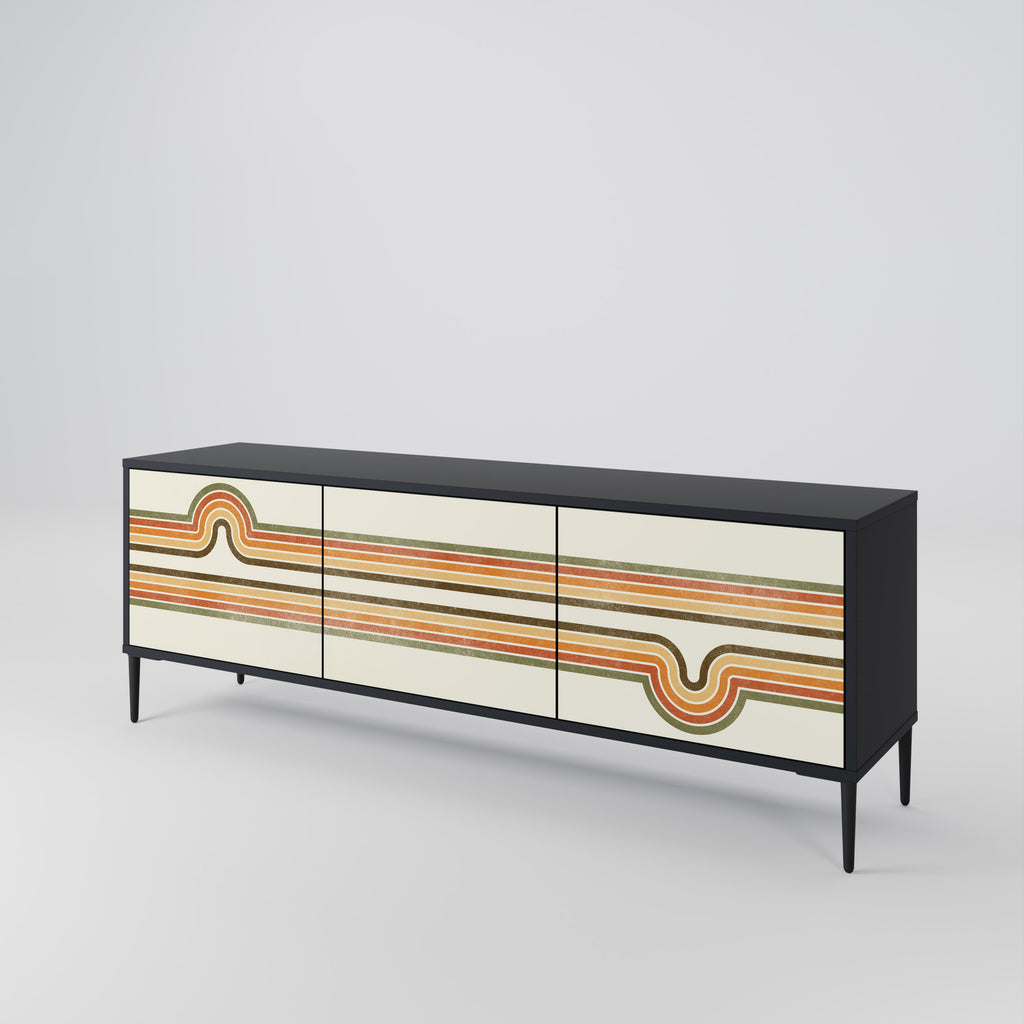 EXCEPCIONAL Mueble para TV STREAM de 3 puertas con acabado negro