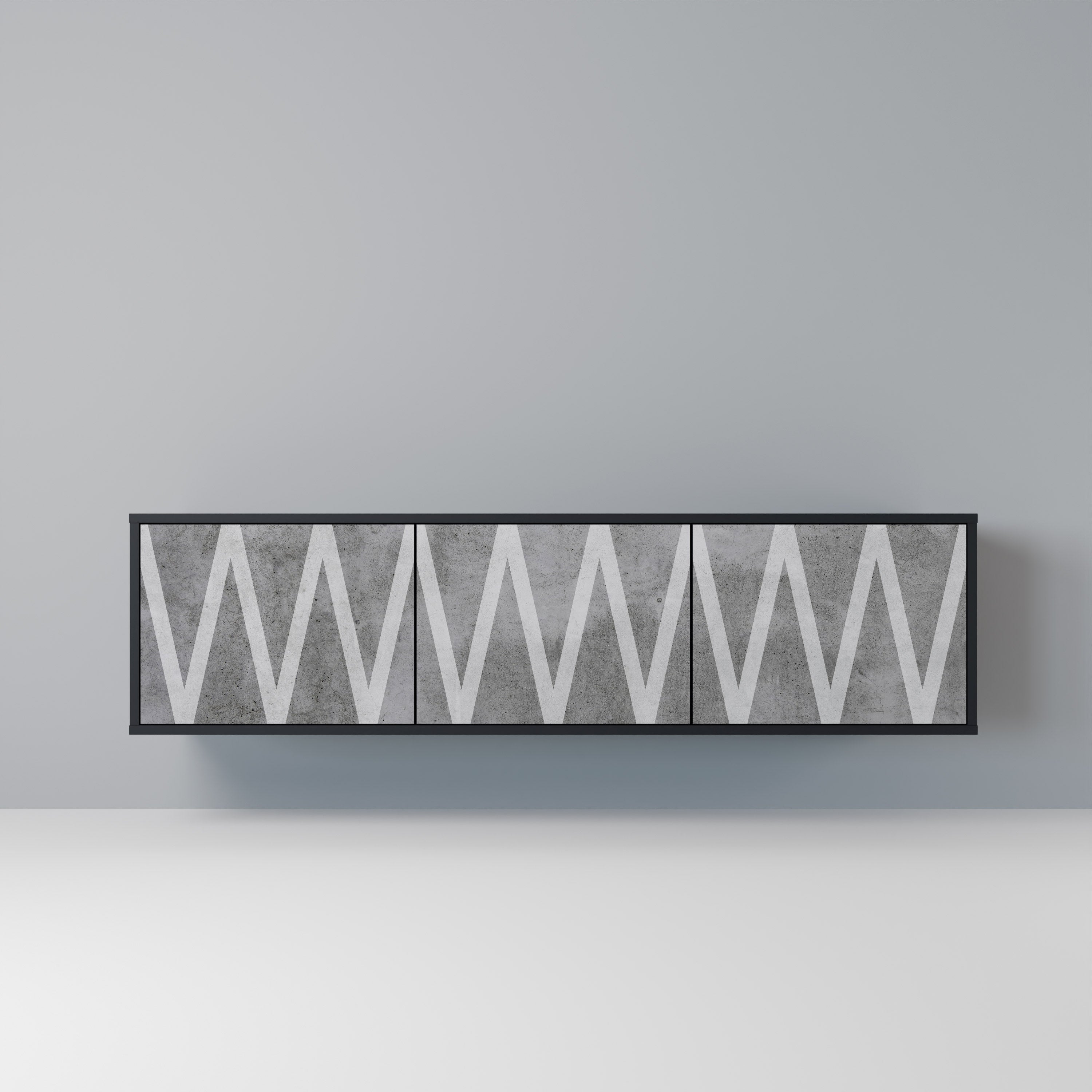 Mueble de TV SOLID ZIG ZAG de 3 puertas con acabado negro