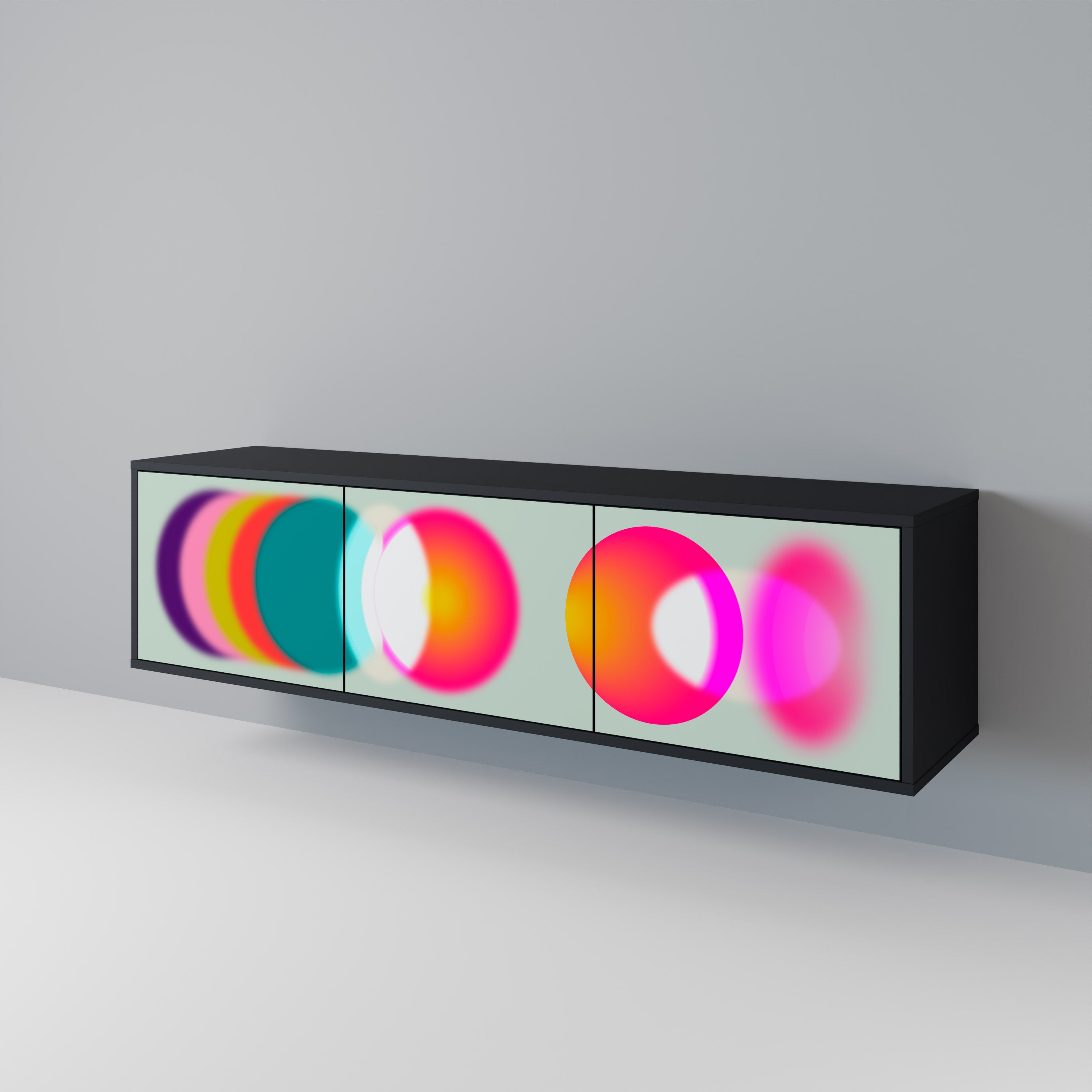 Mueble de TV de 3 puertas SYMPHONY OF COLORS en acabado negro