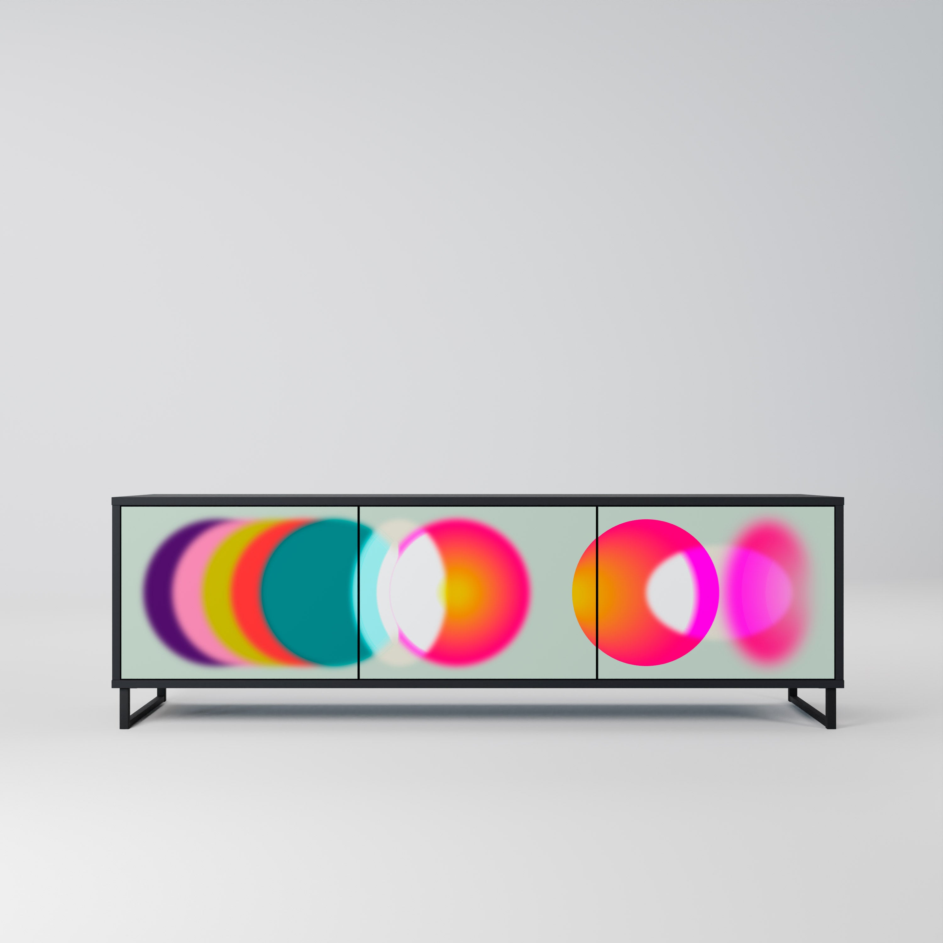 Mueble de TV de 3 puertas SYMPHONY OF COLORS en acabado negro