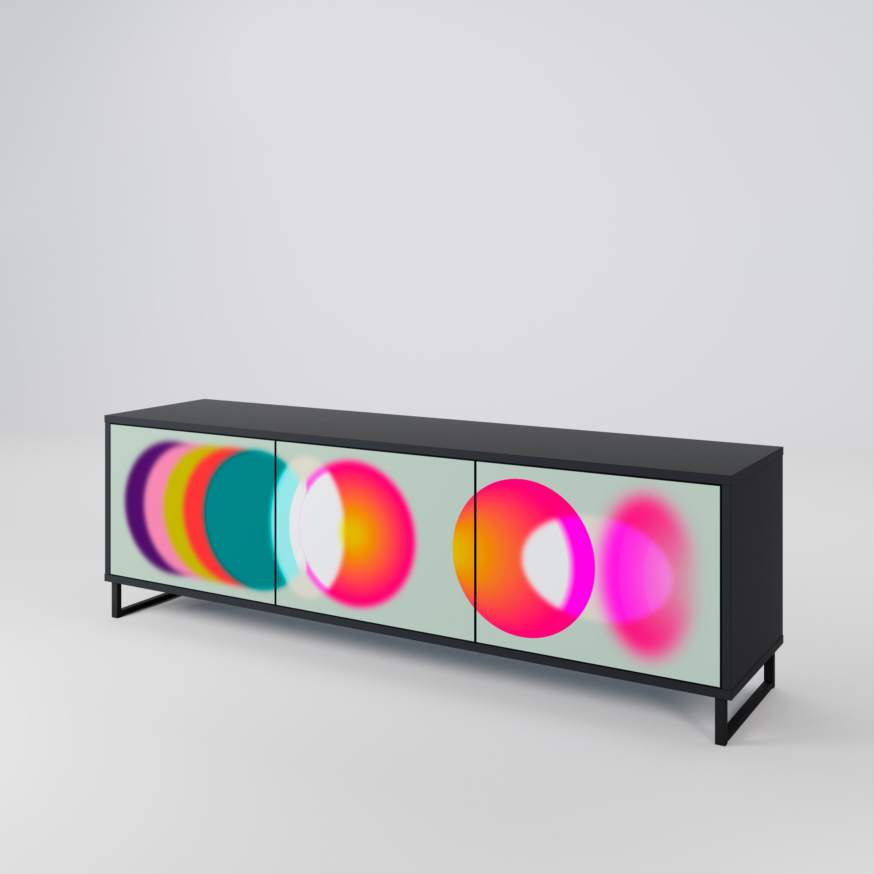 Mueble de TV de 3 puertas SYMPHONY OF COLORS en acabado negro