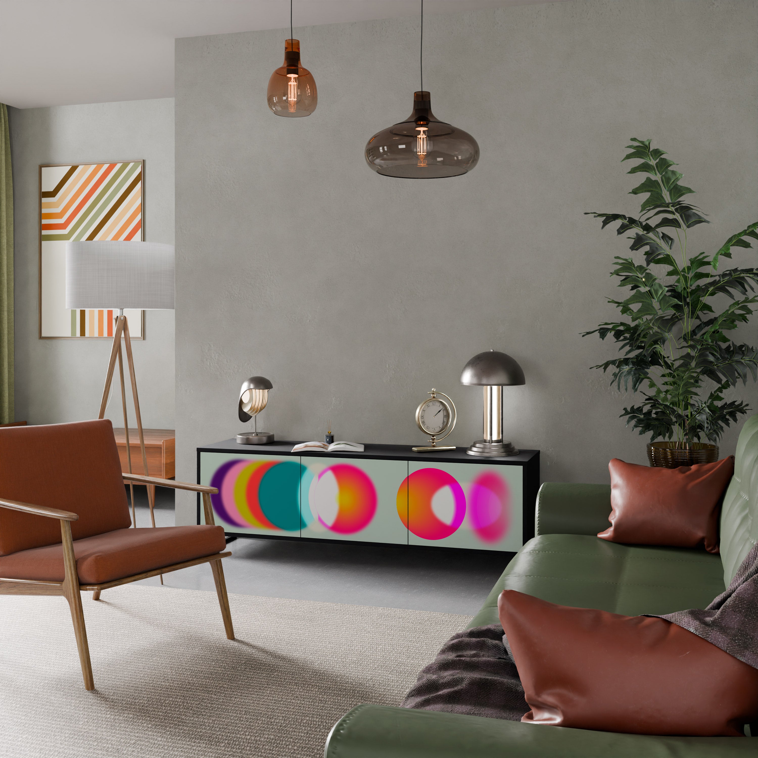 Mueble de TV de 3 puertas SYMPHONY OF COLORS en acabado negro