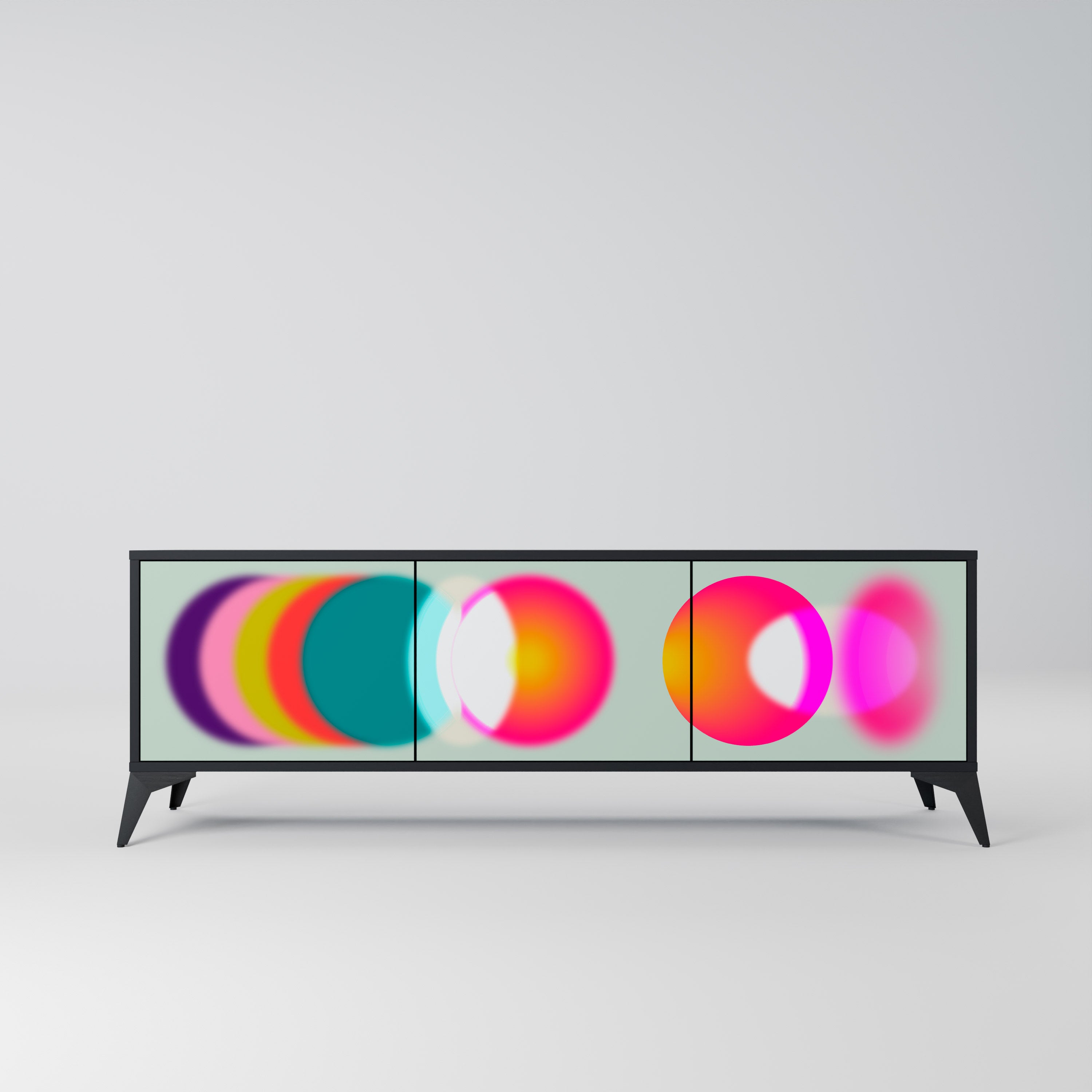 Mueble de TV de 3 puertas SYMPHONY OF COLORS en acabado negro