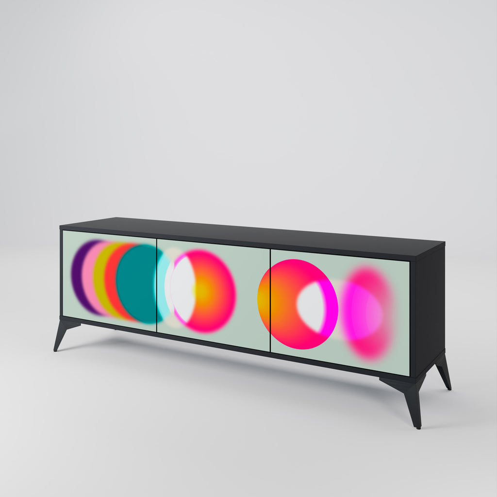 Mueble de TV de 3 puertas SYMPHONY OF COLORS en acabado negro