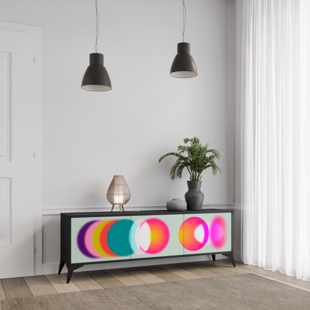 Mueble de TV de 3 puertas SYMPHONY OF COLORS en acabado negro