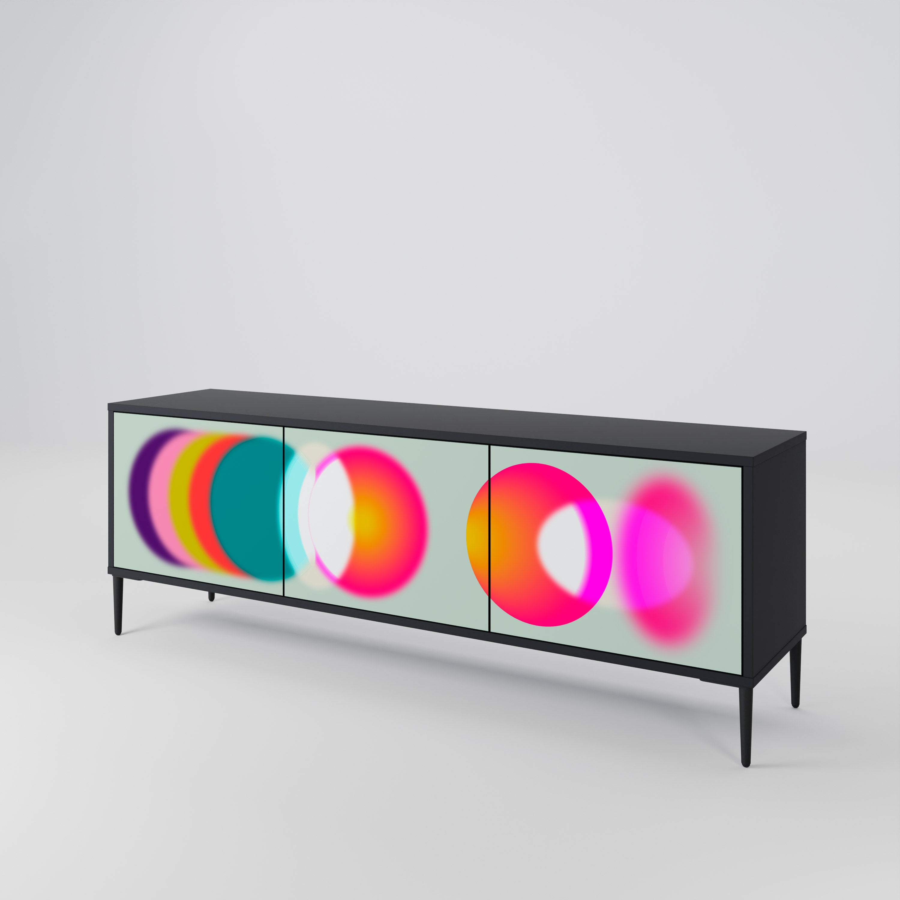 Mueble de TV de 3 puertas SYMPHONY OF COLORS en acabado negro