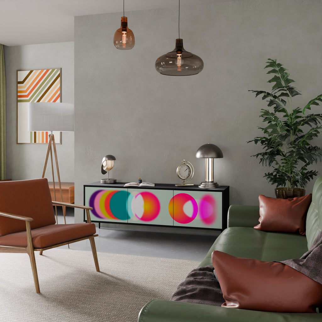 Mueble de TV de 3 puertas SYMPHONY OF COLORS en acabado negro