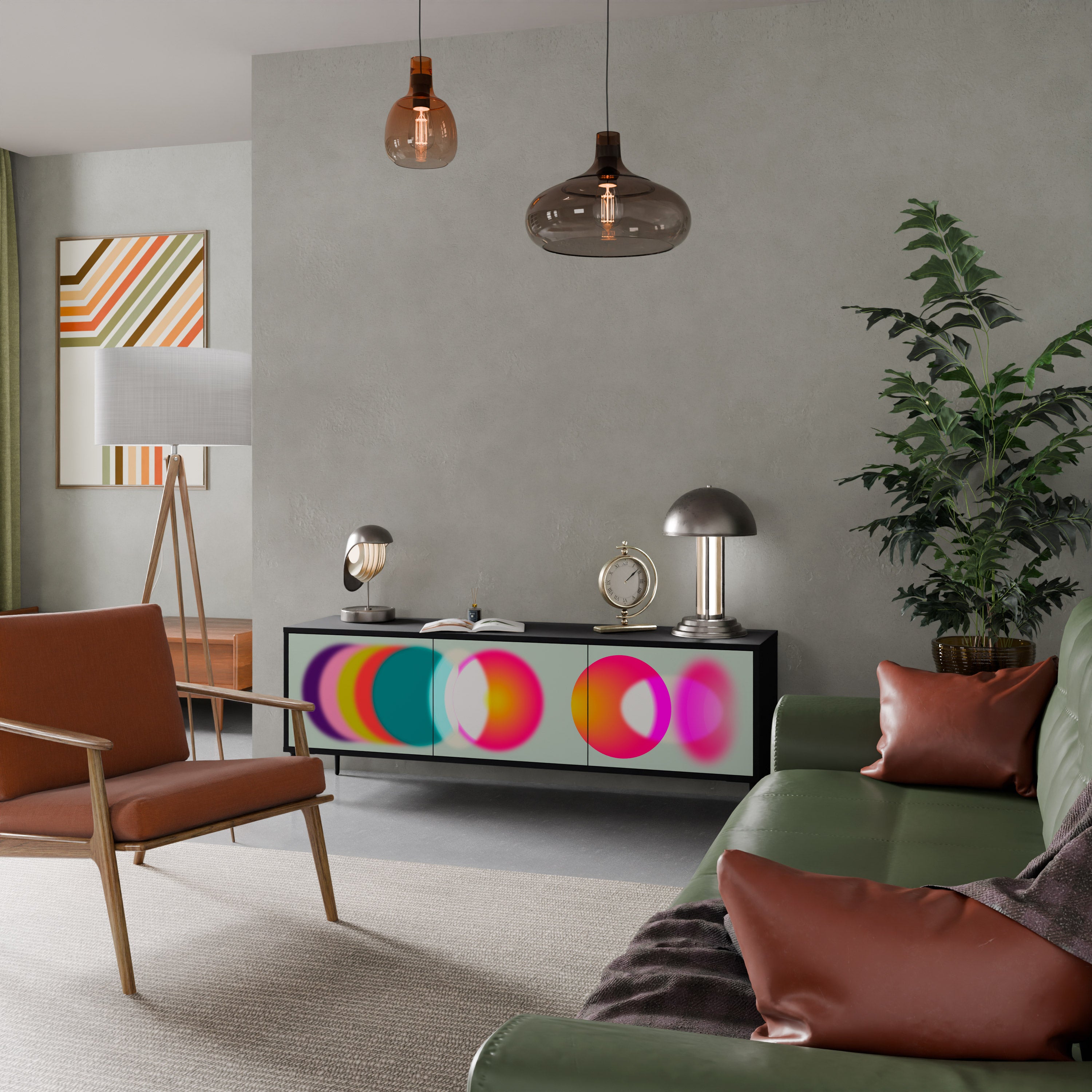 Mueble de TV de 3 puertas SYMPHONY OF COLORS en acabado negro