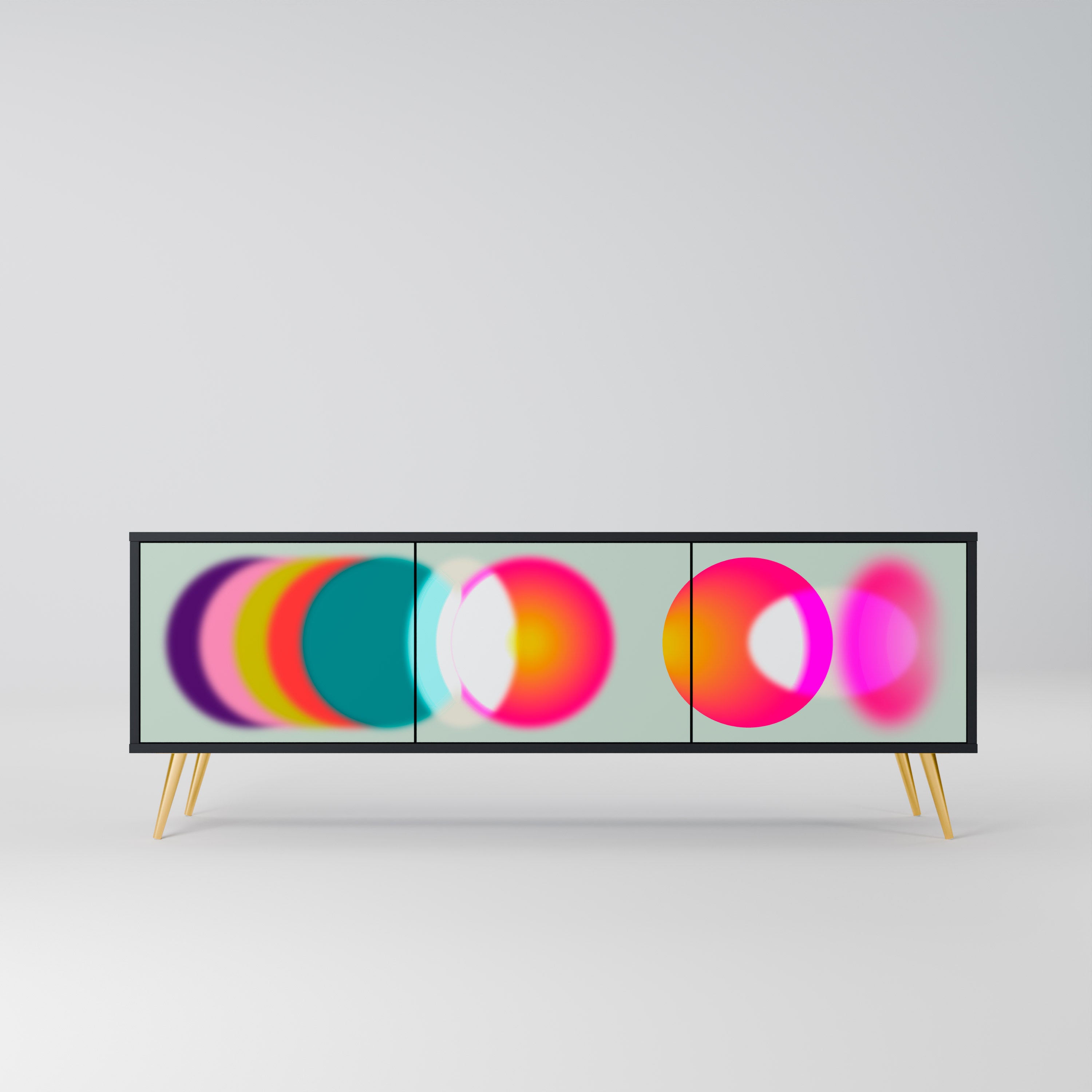Mueble de TV de 3 puertas SYMPHONY OF COLORS en acabado negro