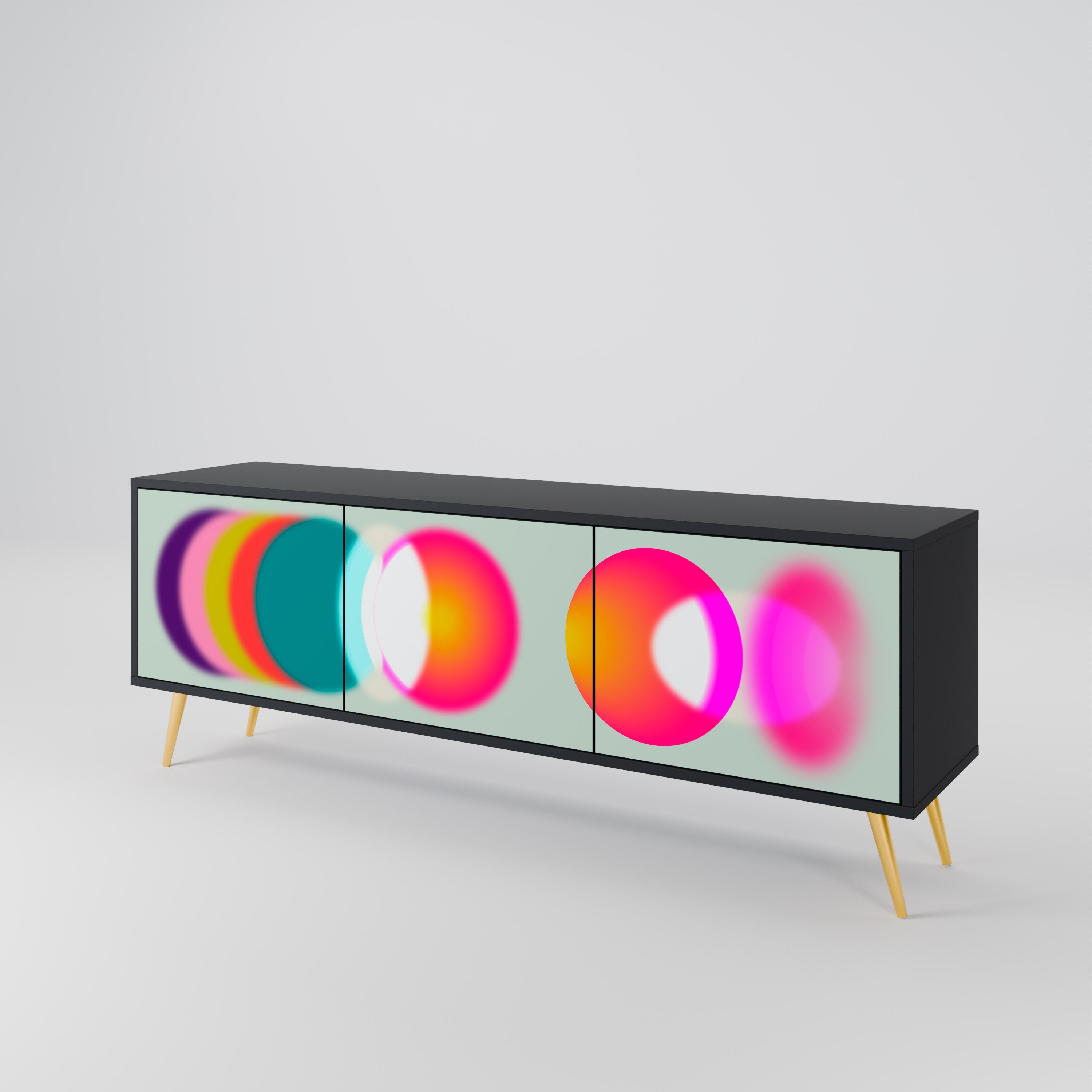 Mueble de TV de 3 puertas SYMPHONY OF COLORS en acabado negro