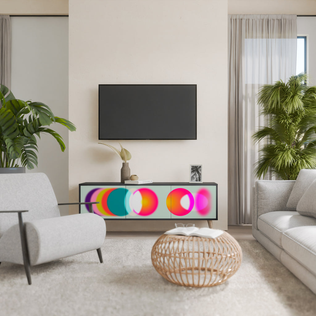 Mueble de TV de 3 puertas SYMPHONY OF COLORS en acabado negro