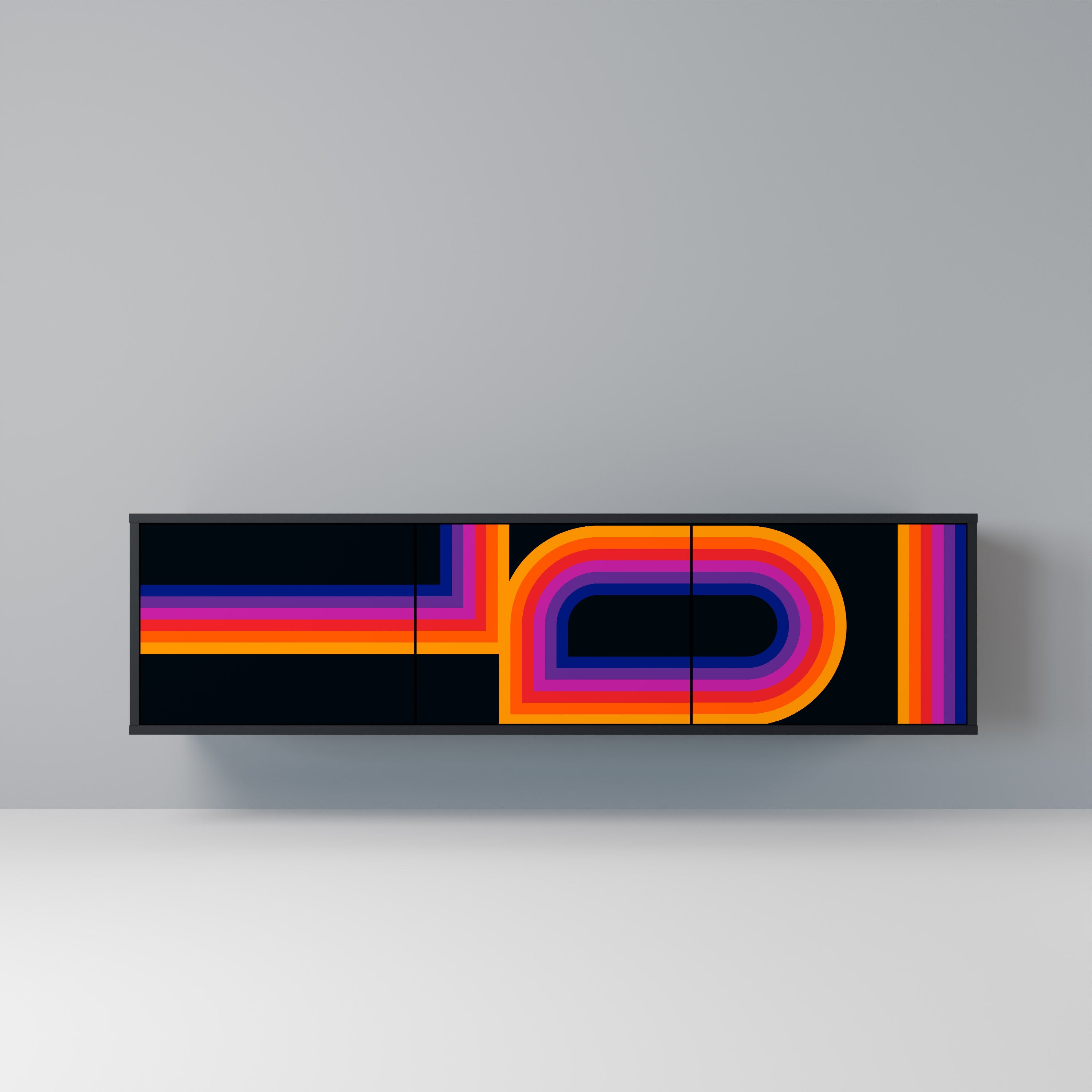 Mueble de TV de 3 puertas BLINDED BY THE LIGHTS en acabado negro