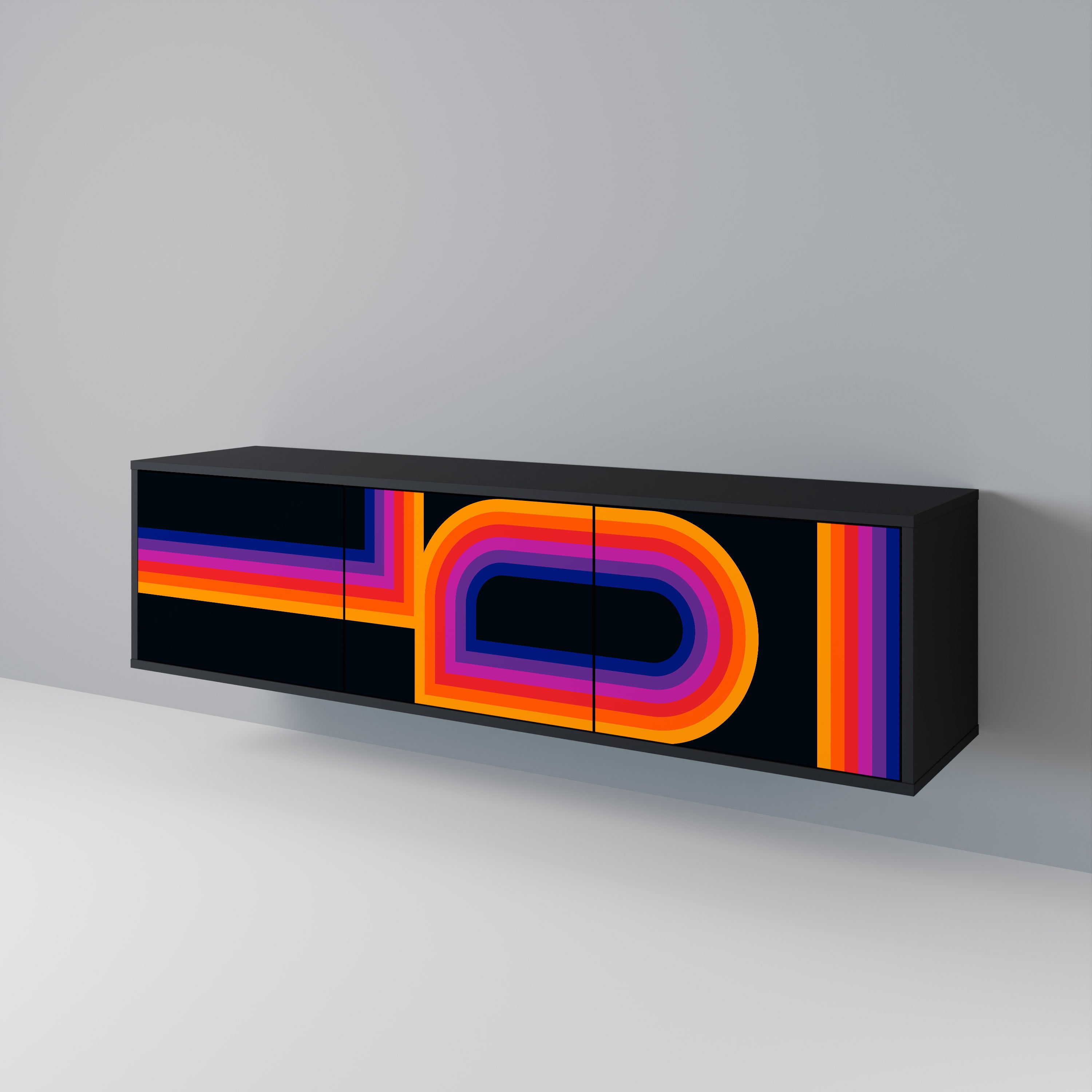 Mueble de TV de 3 puertas BLINDED BY THE LIGHTS en acabado negro