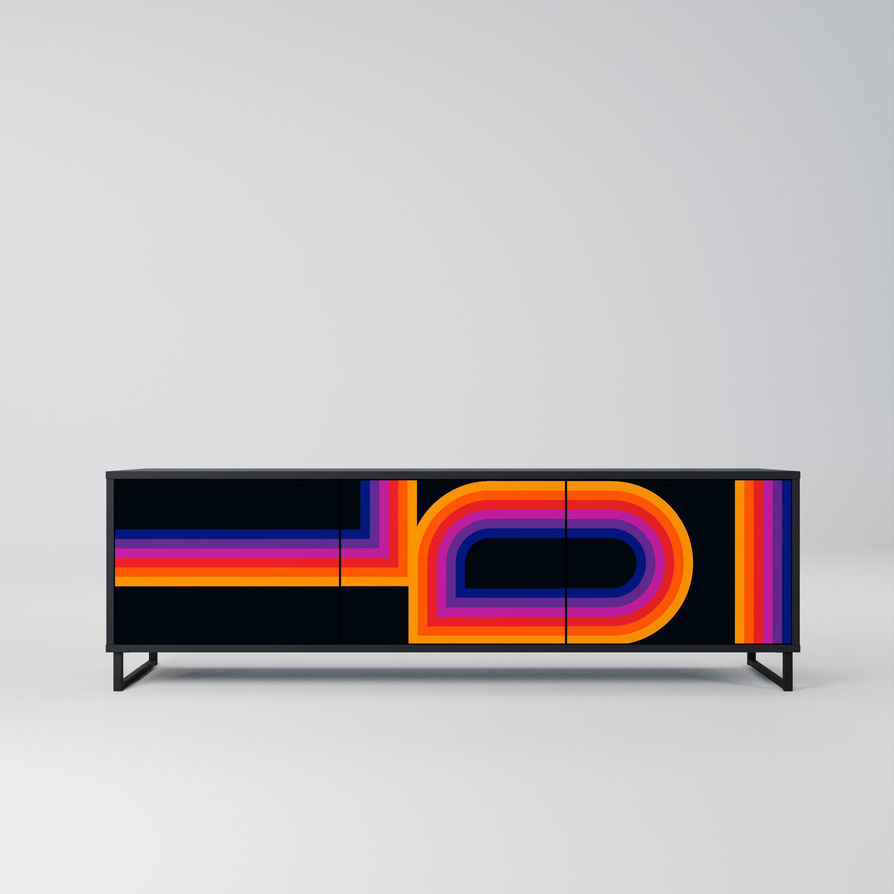 Mueble de TV de 3 puertas BLINDED BY THE LIGHTS en acabado negro