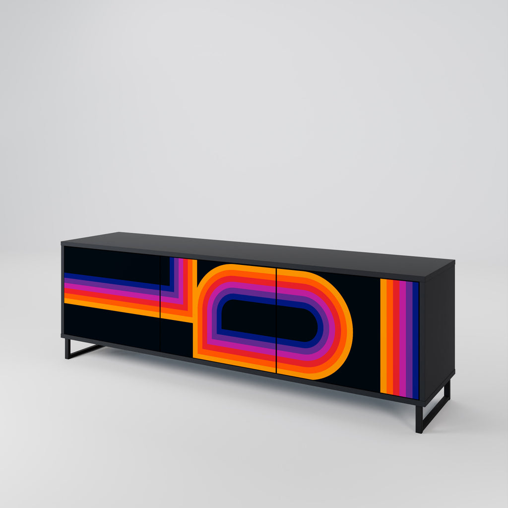 Mueble de TV de 3 puertas BLINDED BY THE LIGHTS en acabado negro