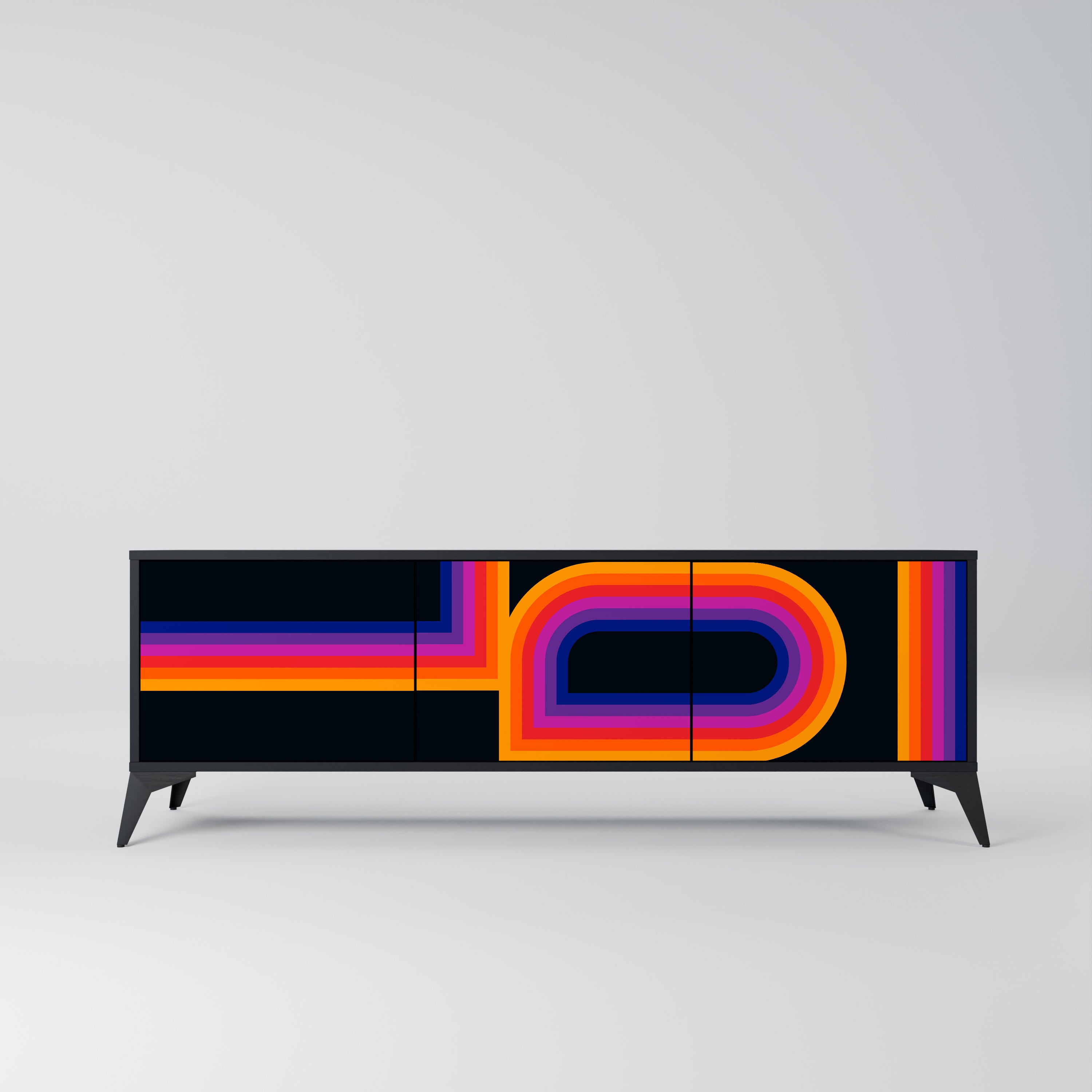 Mueble de TV de 3 puertas BLINDED BY THE LIGHTS en acabado negro