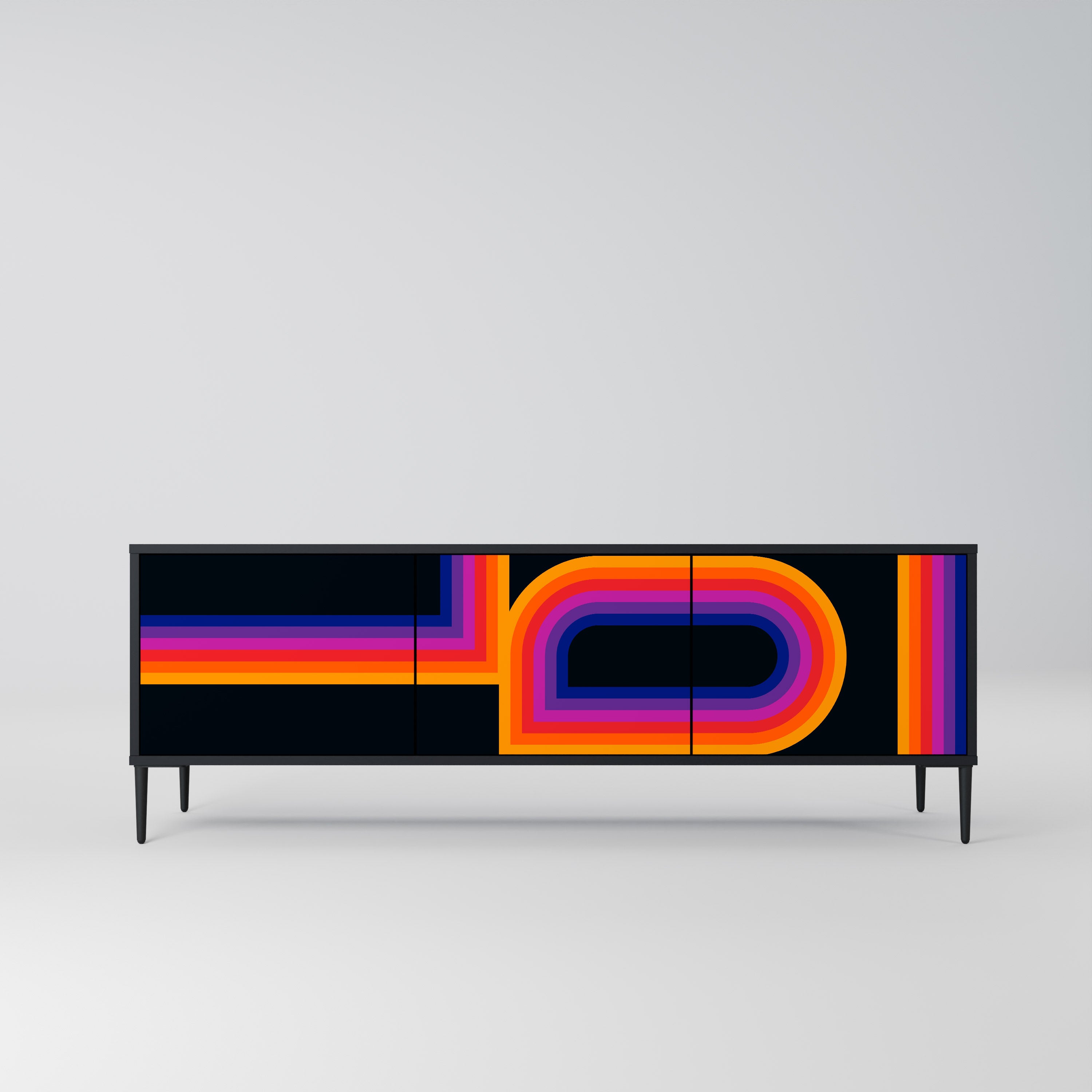 Mueble de TV de 3 puertas BLINDED BY THE LIGHTS en acabado negro